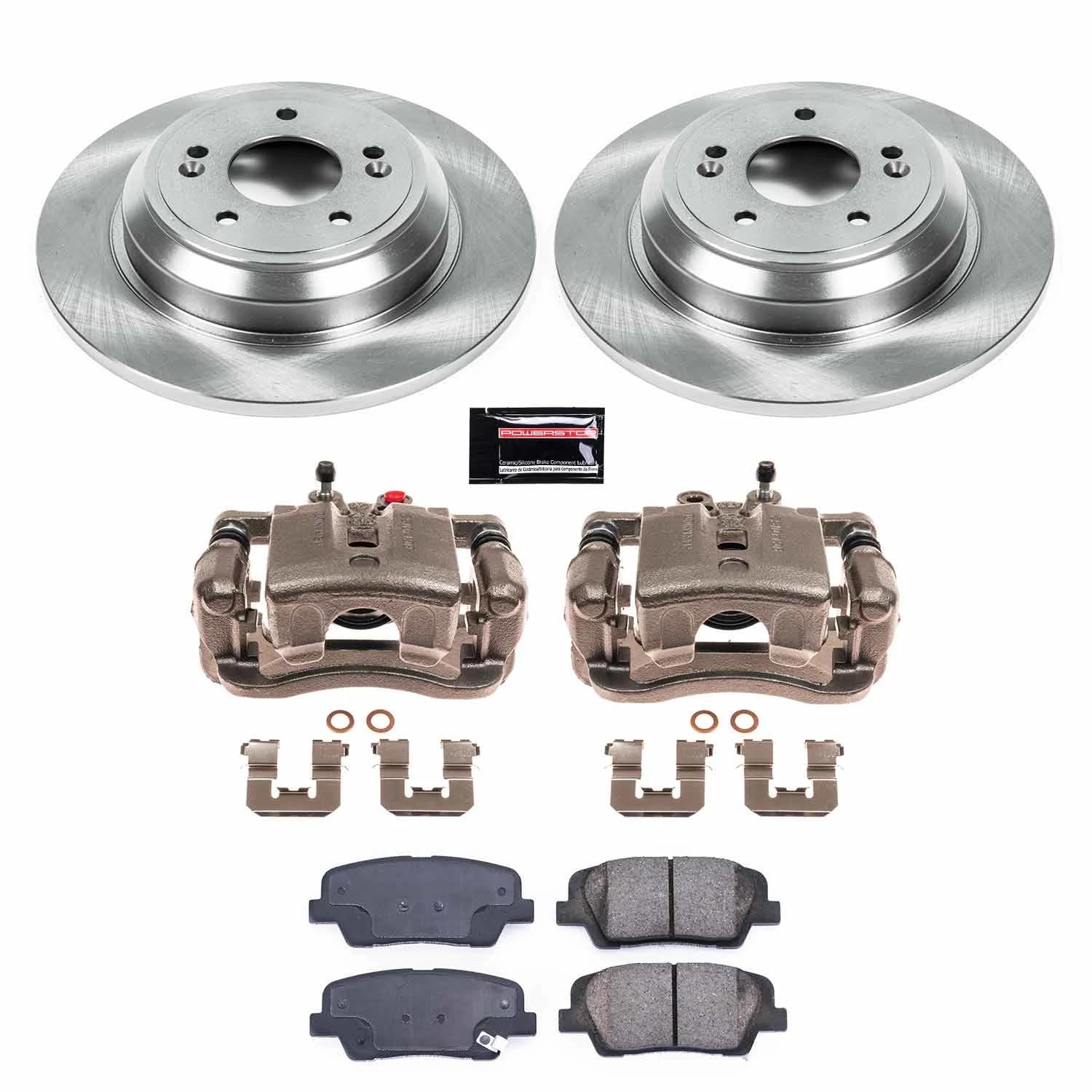 Power Stop KCOE5847 Rear Brake Caliper Kit- Brake Pads, Brake Rotors & Calipers For Hyundai Genesis 2009 [Model Specific]