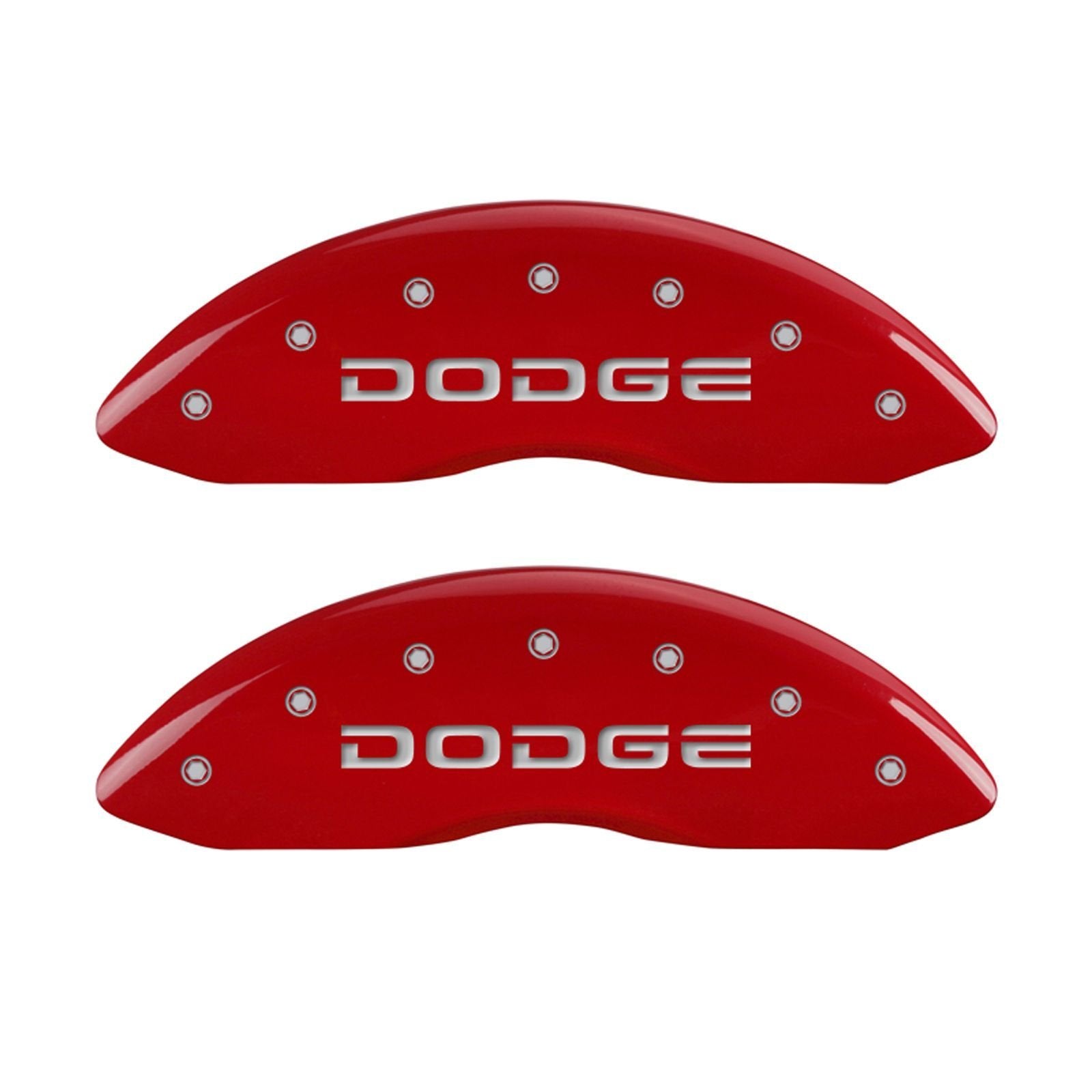 MGP Caliper Covers 'Broken Dodge' 12043SDODRD Engraved Caliper Cover with Red Powder Coat Finish and Silver Characters, (Set of 4)