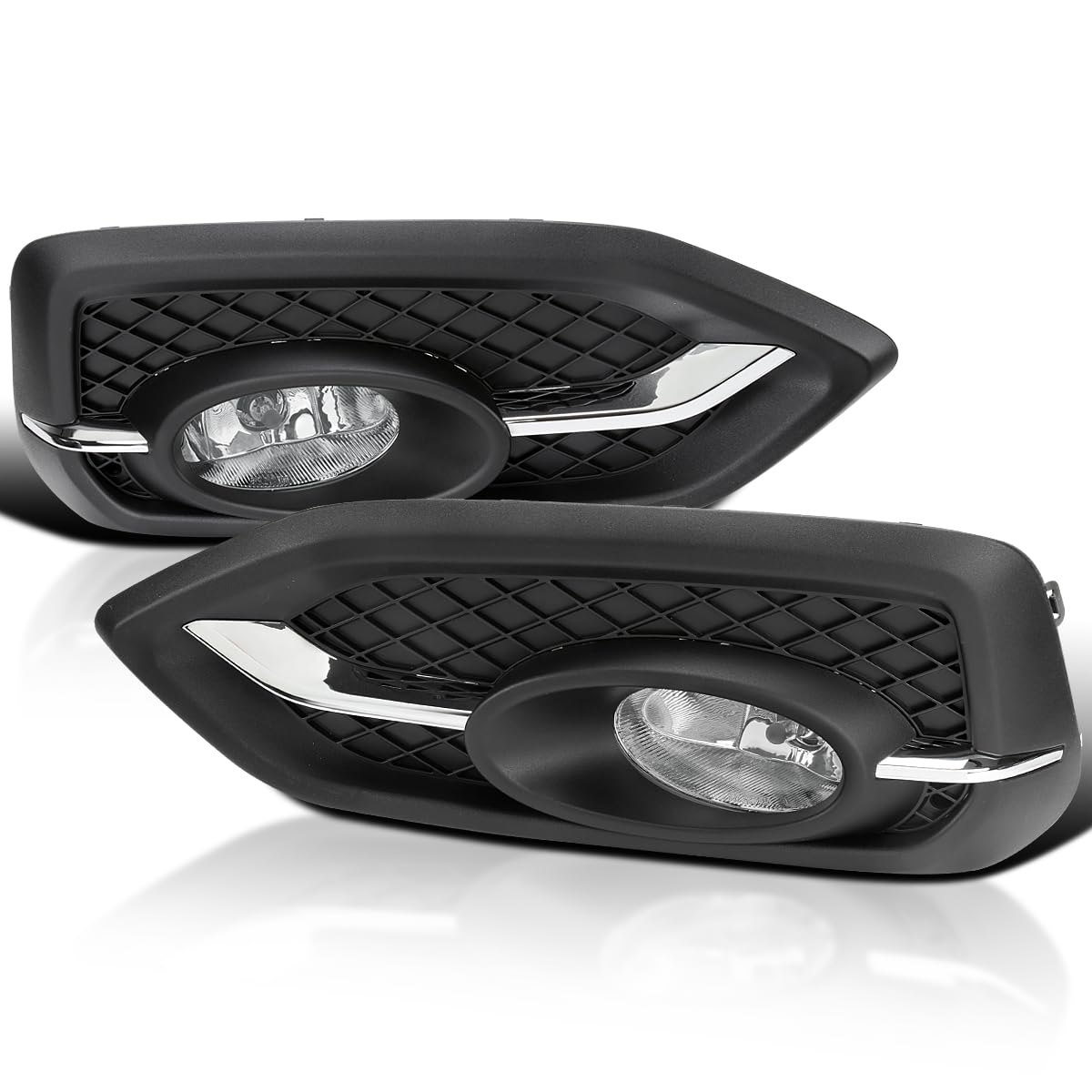Fog Lights Spec-D Tuning Chrome Compatible with 2014-2015 Honda Civic 2 Door, L+R Pair Assembly
