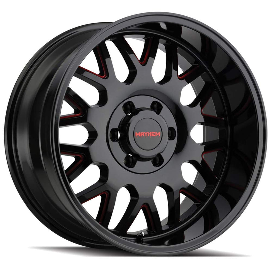 20x10 MAYHEM TRIPWIRE (8110) 8x170-19et mm Black W/Prism RED Wheel