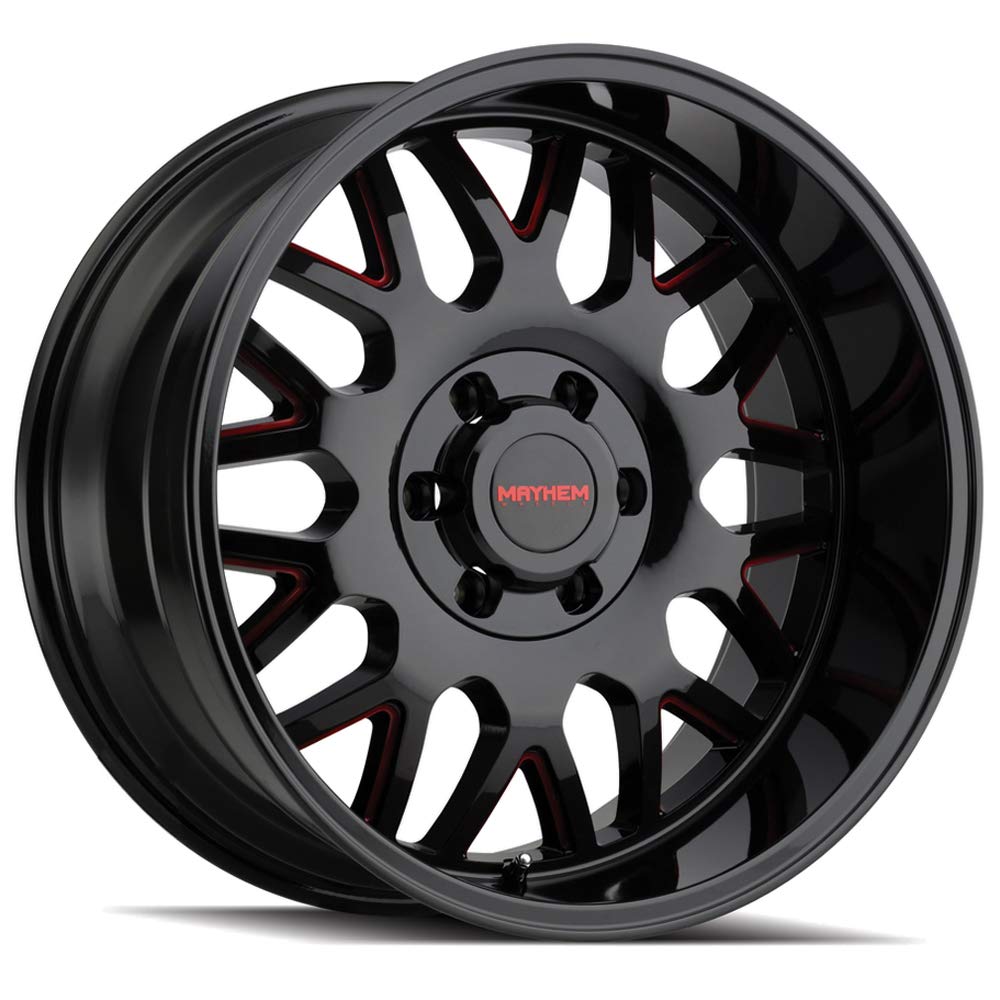 20x9 MAYHEM TRIPWIRE (8110) 5x150 0et mm Black W/Prism RED Wheel
