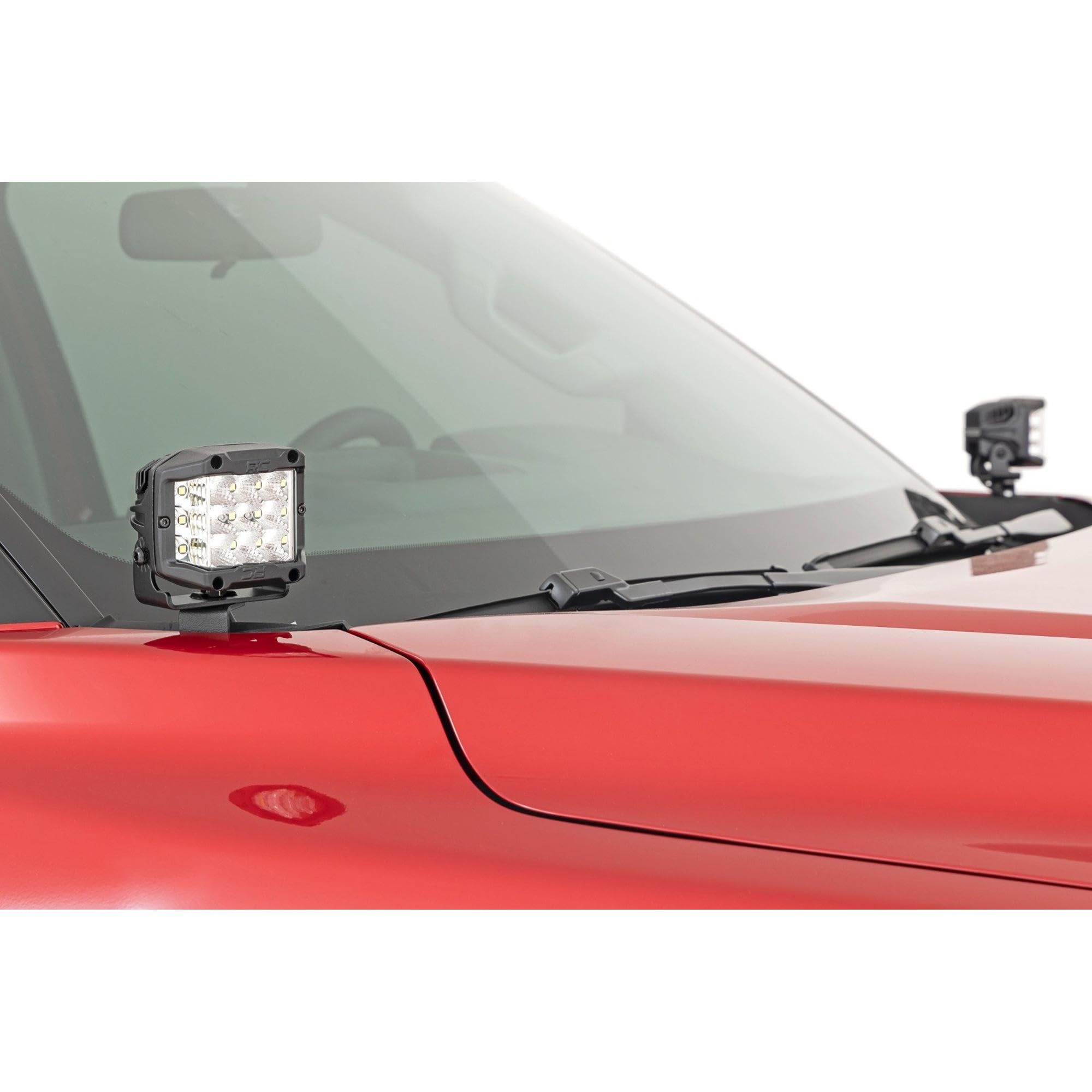 Rough Country Dual 2" LED Ditch Light Kit for Tundra Toyota (2022-2025) - (2) 2-in Black Series LED Cubes, Amber DRL