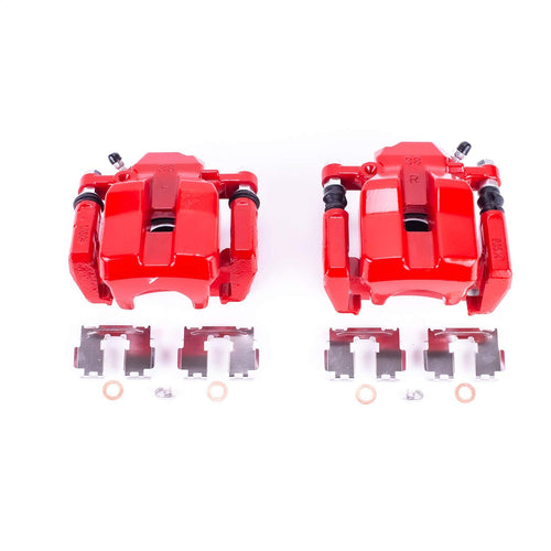 Power Stop S7049 Rear Pair of High-Temp Red Powder Coated Calipers For Toyota RAV4 2012-2018 [Model Specific]
