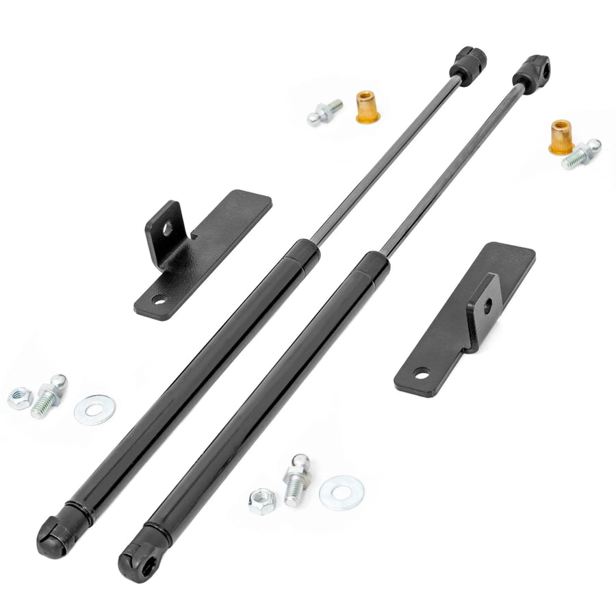 Rough Country Hydraulic Hood Assist for Wrangler JK & Jeep Wrangler Unlimited (2007-2018) - Hands-Free Lift, Easy Bolt-on Hood Struts (Pair)