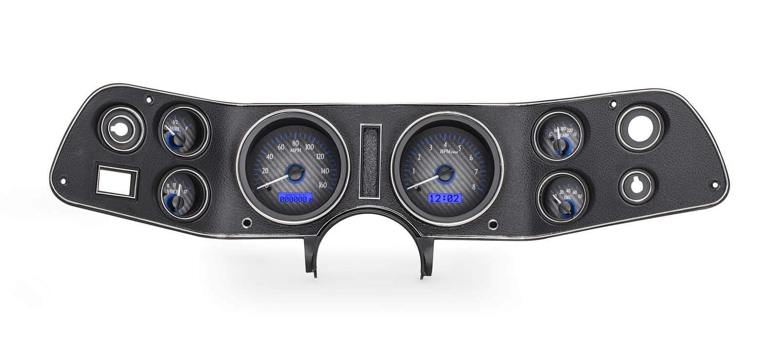 Chevy Camaro 1970-81 VHX System, Carbon Fiber Face - Blue Display