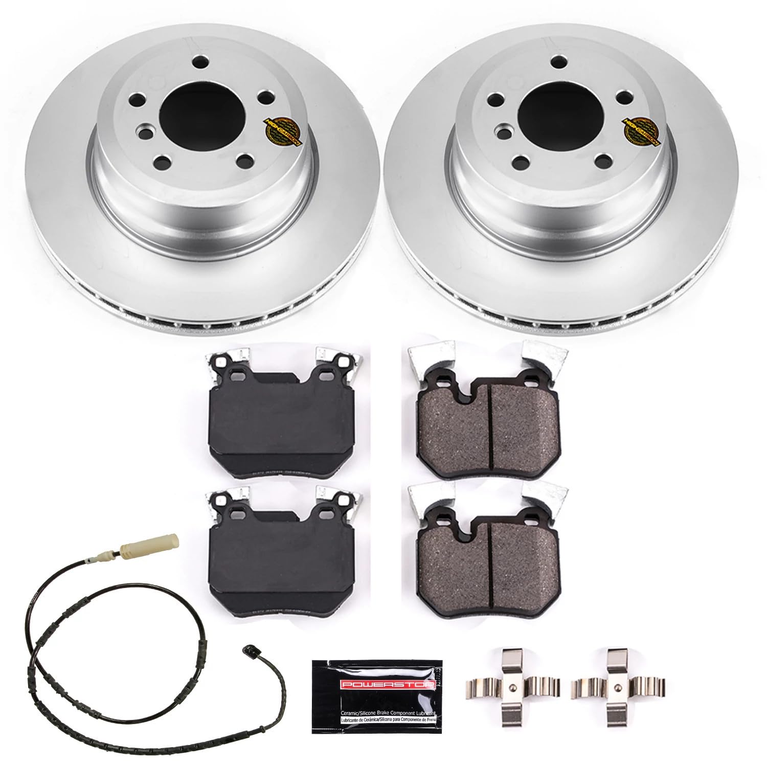 Coated Brake Rotor and Ceramic Brake Pads- Rear Power Stop CRK6007 For BMW 135i 2011-2013, BMW 135is 2013 [Model Specific]