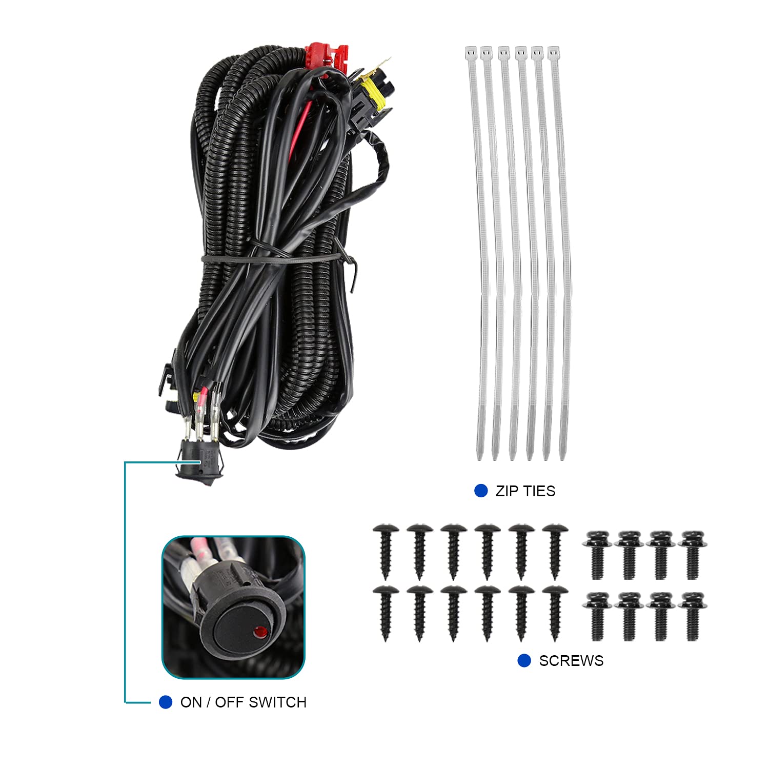 Chrome LED Fog Lights SPEC-D TUNING + Built-In LED Bulbs + Switch + Wiring Compatible with 2017-2019 Mazda CX-5, L+R Pair Assembly
