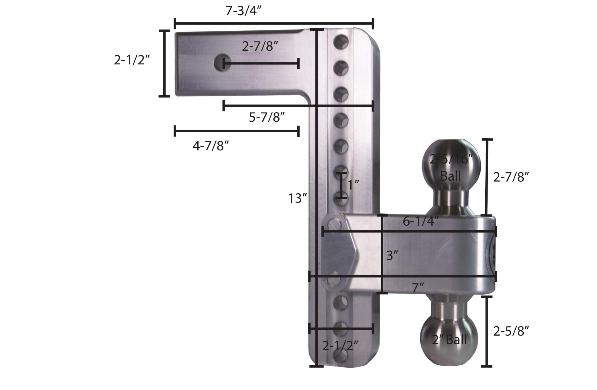 Weigh Safe CTB1025CERBLA, 180 Hitch 10" Drop w/ 2.5" Shank/Shaft, Adjustable Aluminum Trailer Hitch & Ball Mount, Chrome Plated Combo Ball (2" & 2-5/16") & a Double-pin Key Lock CERAKOTE Black