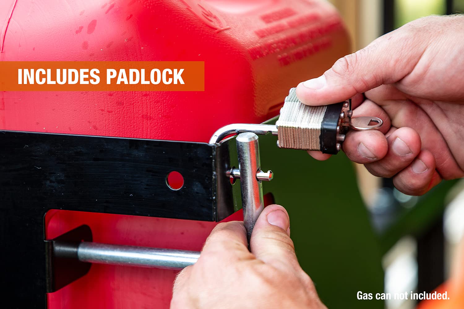 Locking Rack Buyers Products LT32 Gas Container Holder For Open & Closed Landscape Trailers, Made In The USA, Lawn Care Equipment, Secure Storage For Landscape Tools