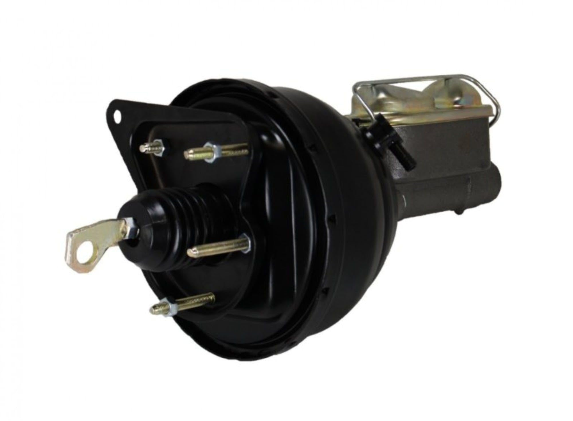8 Inch LEED BRAKES Dual Diaphragm Power Brake Booster With Bracket, 1 Inch Bore Master Cylinder With Manual Trans Brake Pedal (Black)
