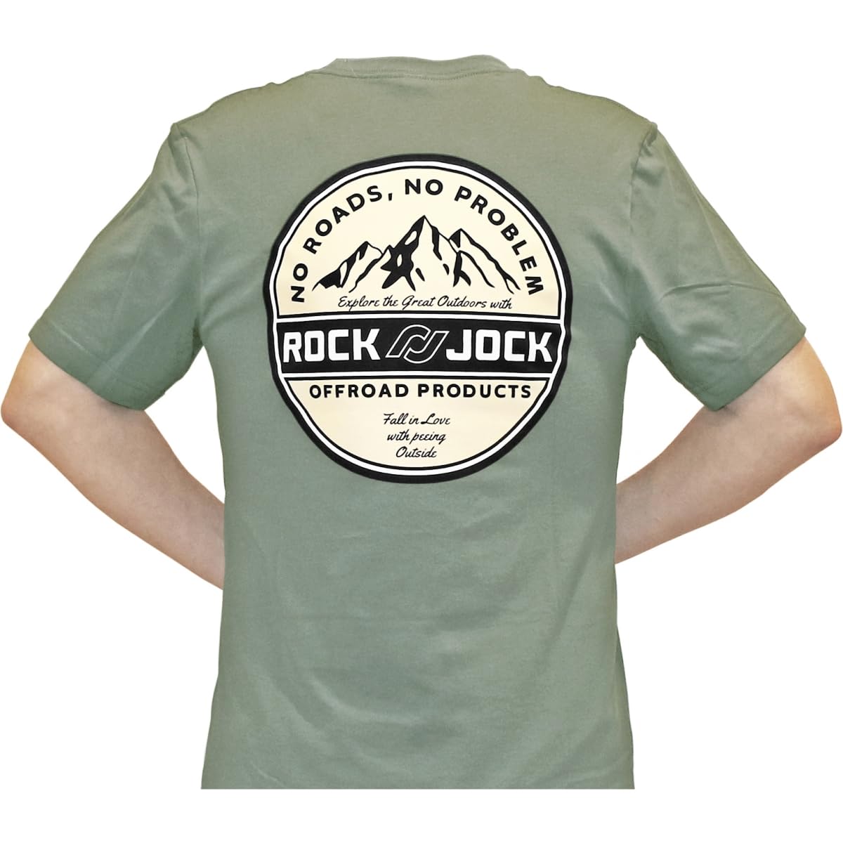 RockJock RJ-711012-S T-Shirt with Logo Peeing Outside & On Front Back & Green - Small