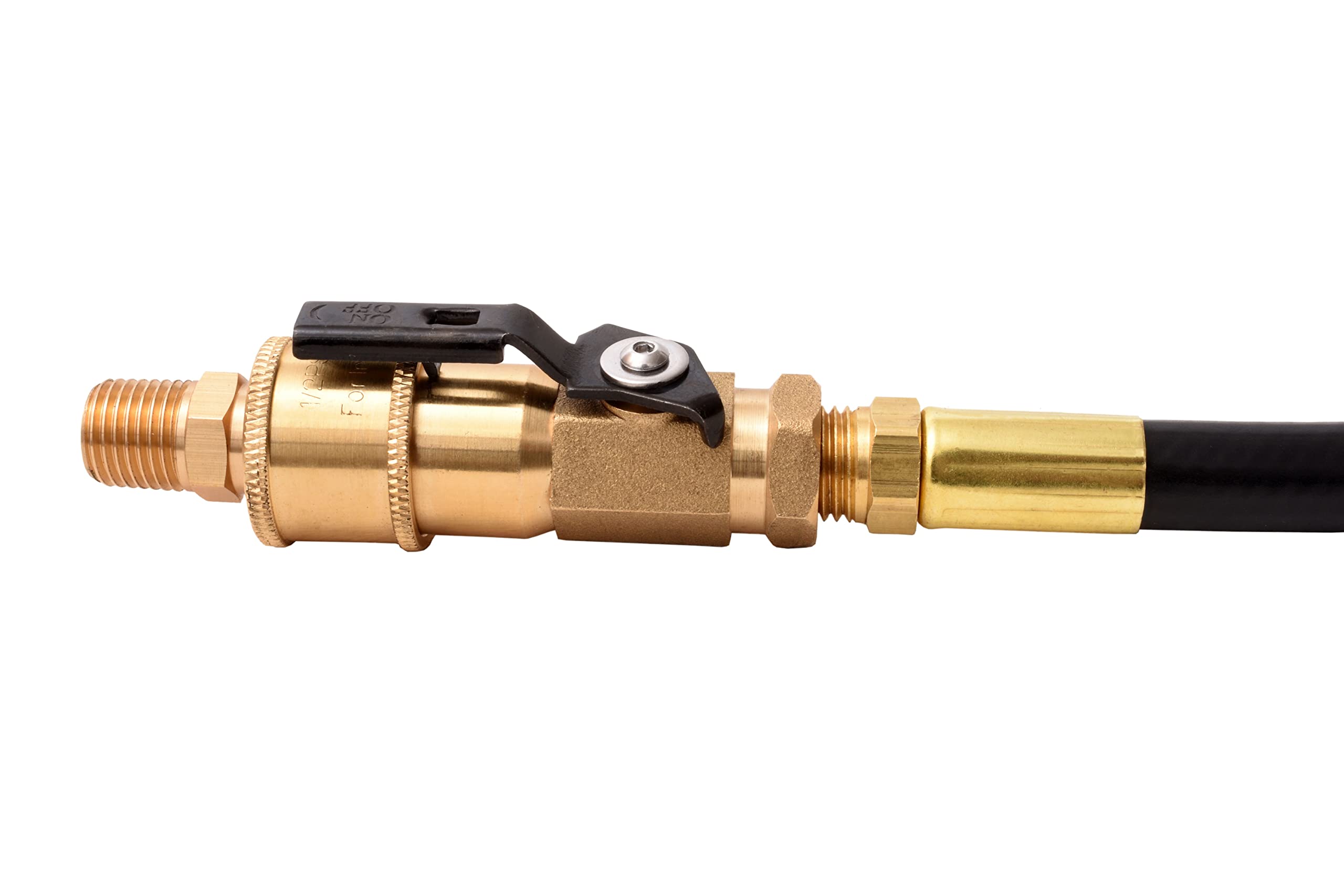 1/4" RV Propane Flame King Quick Connect Adapter for Propane Hose, 1/4" Quick Connect or Disconnect Kit - Shutoff Valve & Full Flow Plug - 100% Solid Brass
