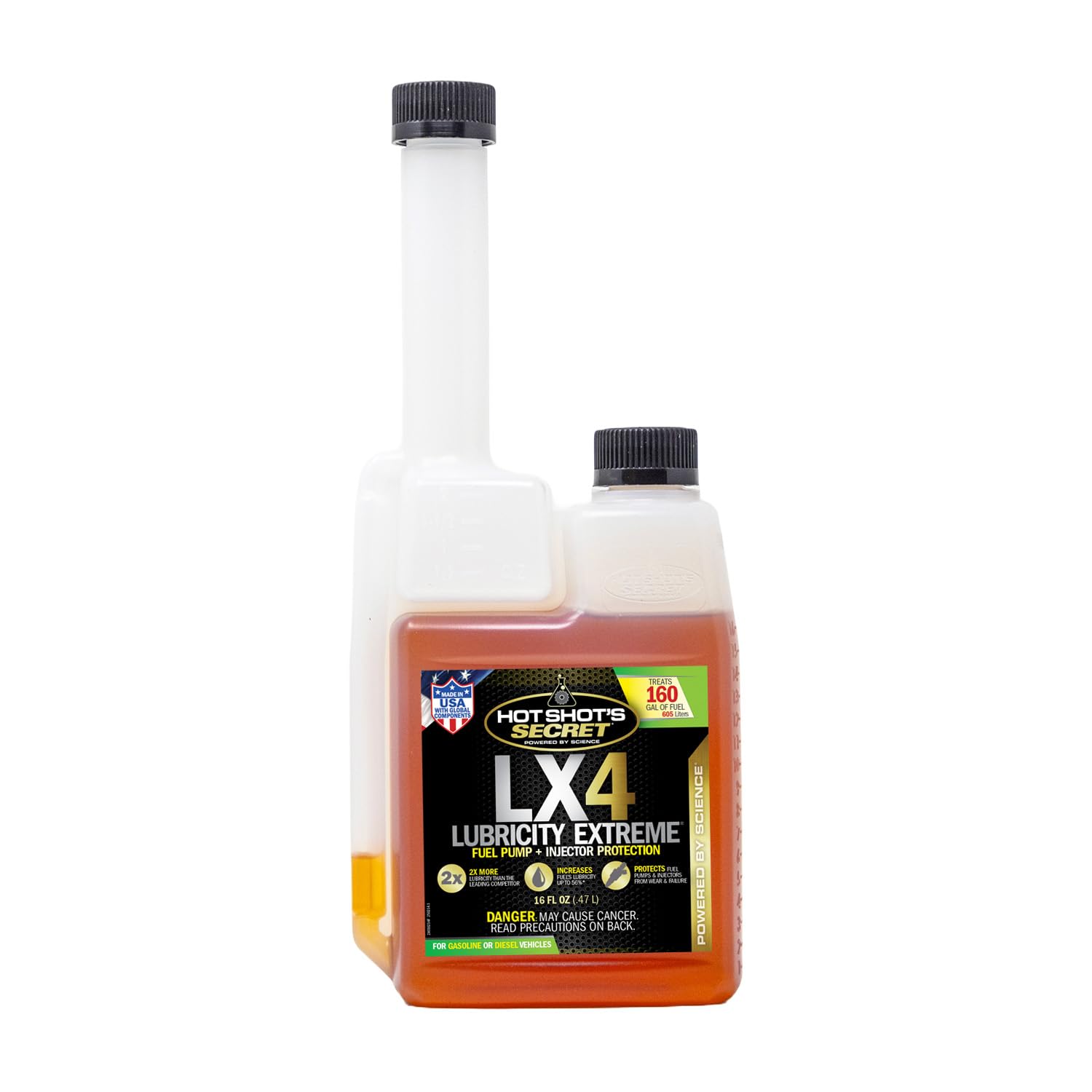 LX4 Hot Shot's Secret Lubricity Extreme– 16oz - Fuel System Protection– Lubricates and Protects Fuel Pump and Injectors– Prevents Wear and Damage – For Gasoline or Diesel Engines, Packaging May Vary