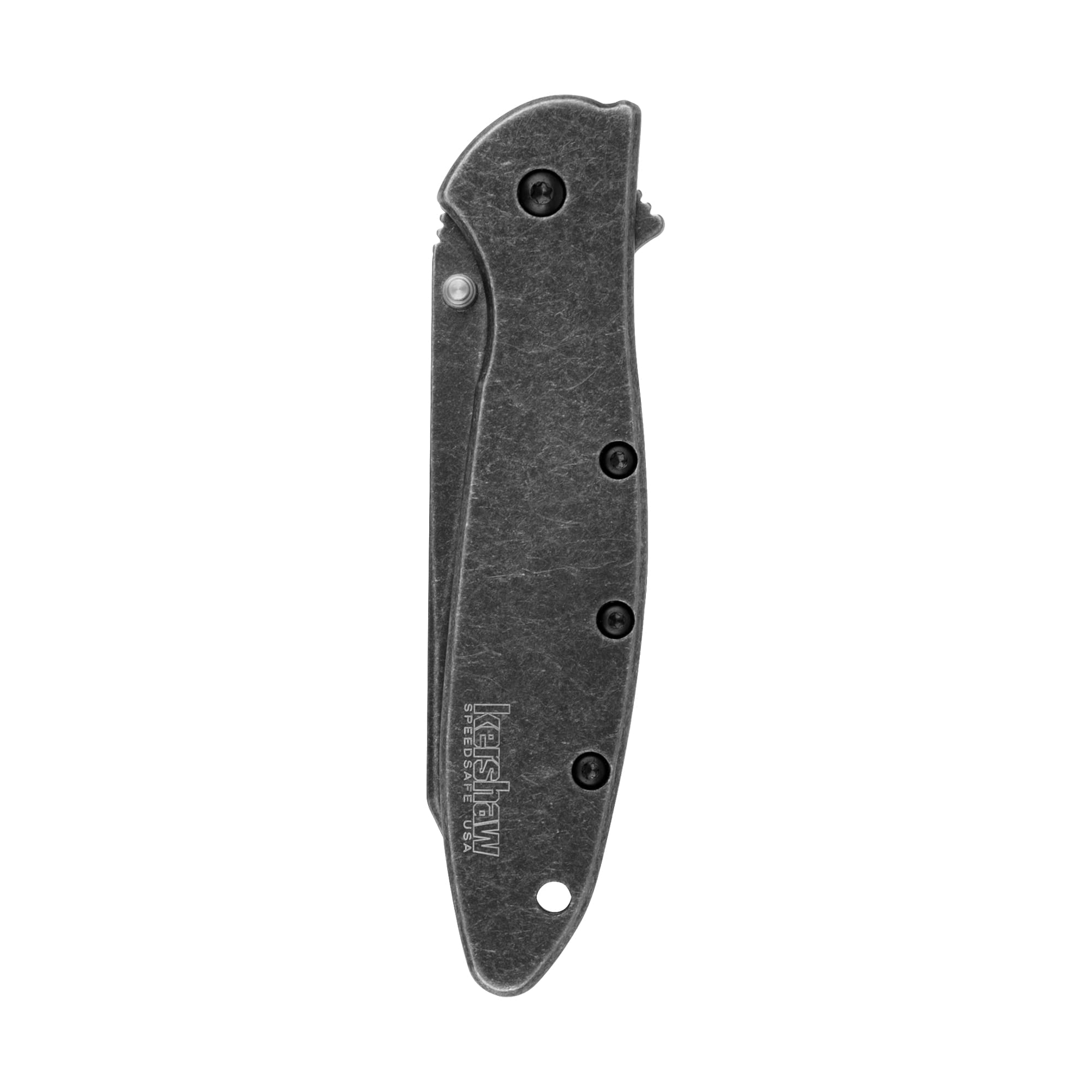Kershaw Pocket Knife Random Leek, Blackwash, 3 Inch Stainless Steel Reverse Tanto Blade, EDC with Assisted Opening, Made in The USA, Reversible Clip Carry, Everyday Carry Pocket Knife for Men & Women