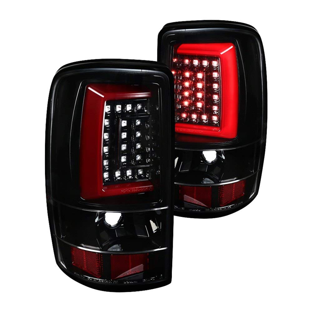 Jet Black Housing SPEC-D TUNING Red LED Bar Tail Lights Compatible with 2000-2006 Chevy/GMC Suburban, Chevy Tahoe, GMC Yukon/Denali/XL, Left + Right Pair Assembly