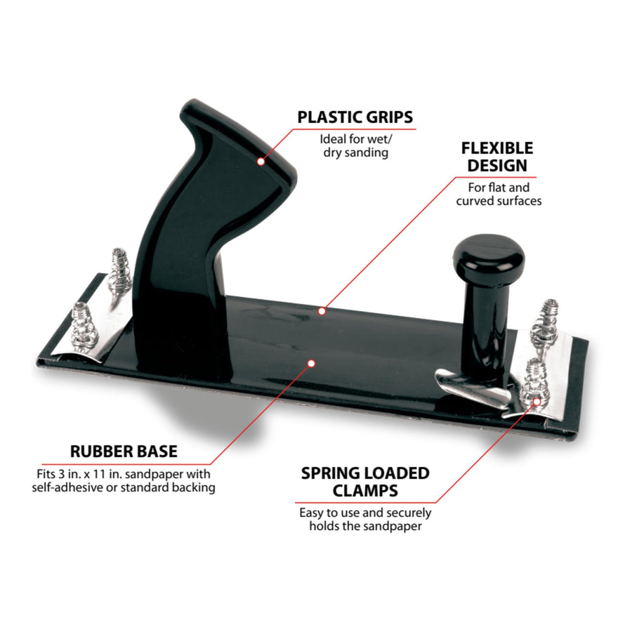 Flexible Sanding Board Performance Tool W1021, Ideal for Flat or Curved Surfaces, Includes Sander and One 3-Inch x 11-Inch Sheet of Sandpaper