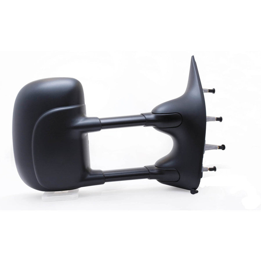 K Source Extendable Passenger Side Towing Mirror for 2002-2014 E Series, Textured Black, Manual, Adjustable, Dual Lens, Convex Mirror, Foldaway