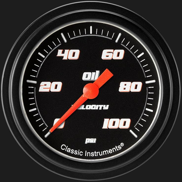 Velocity Black Classic Instruments VS381BBLF 2 5/8" Oil Pressure Gauge 100 PSI Electric
