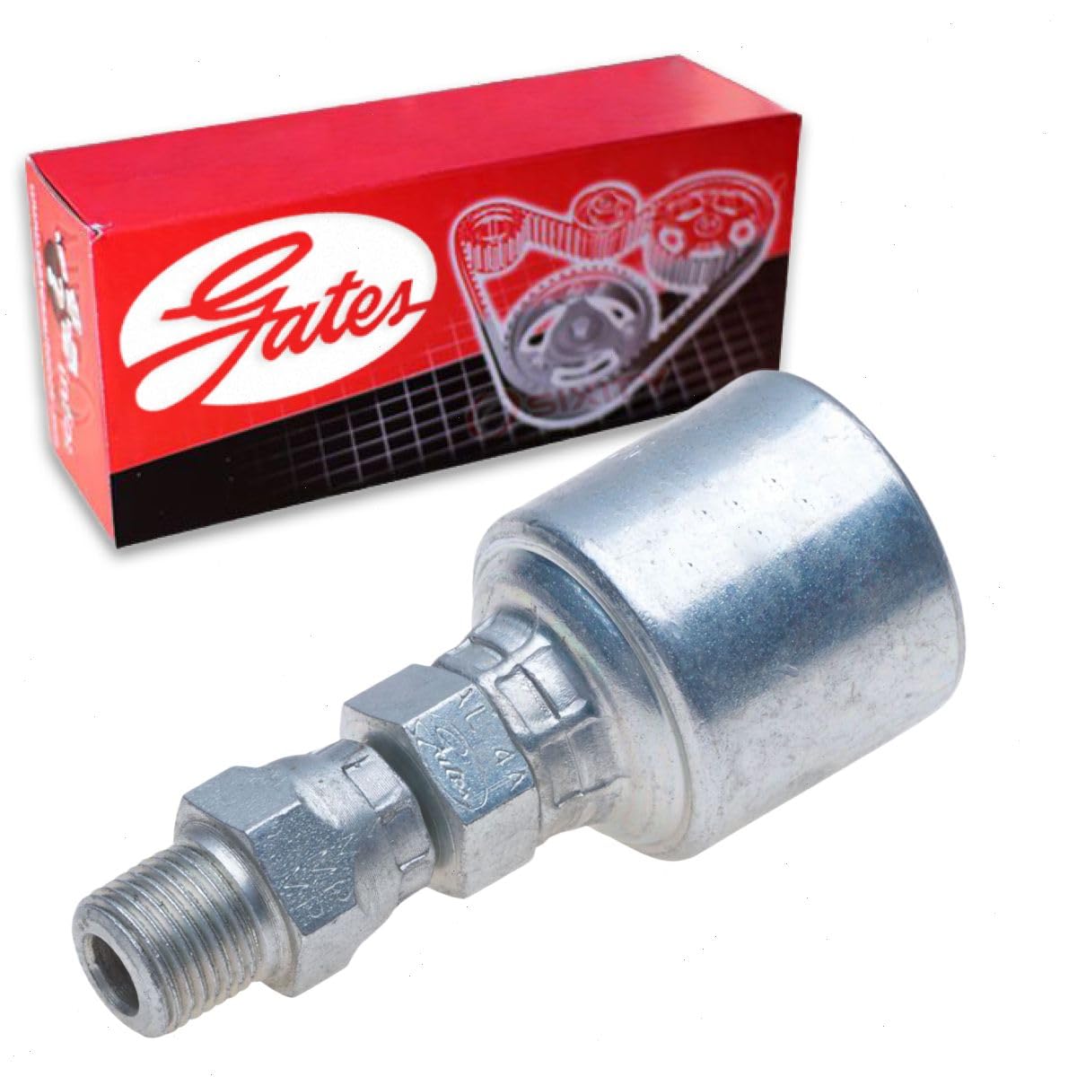 MegaCrimp Gates 4G-2MPX Couplings, Male Pipe Swivel, NPTF Without 30 Cone Seat, Zinc Plated Carbon Steel, 2.39", 1/4" ID