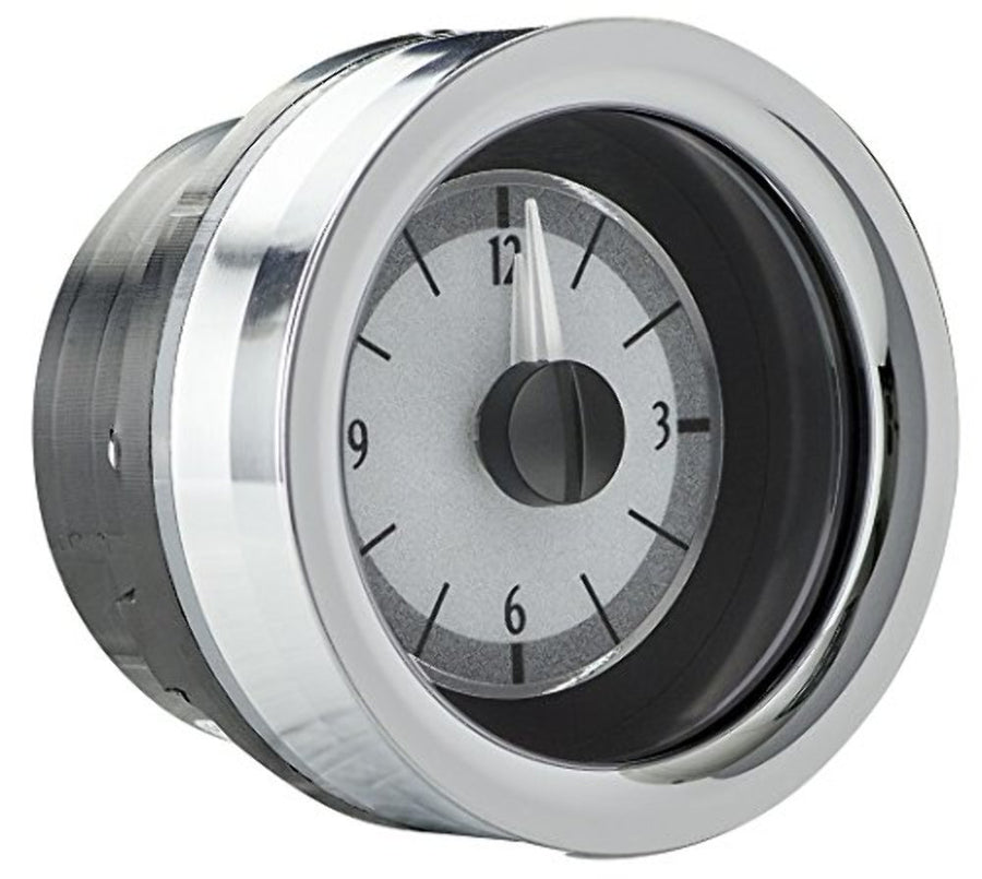 58-62 Chevy Corvette Dakota Digital Analog Clock Gauge use with VHX gauges only Silver Alloy Red Backlighting VLC-58C-VET-S-R
