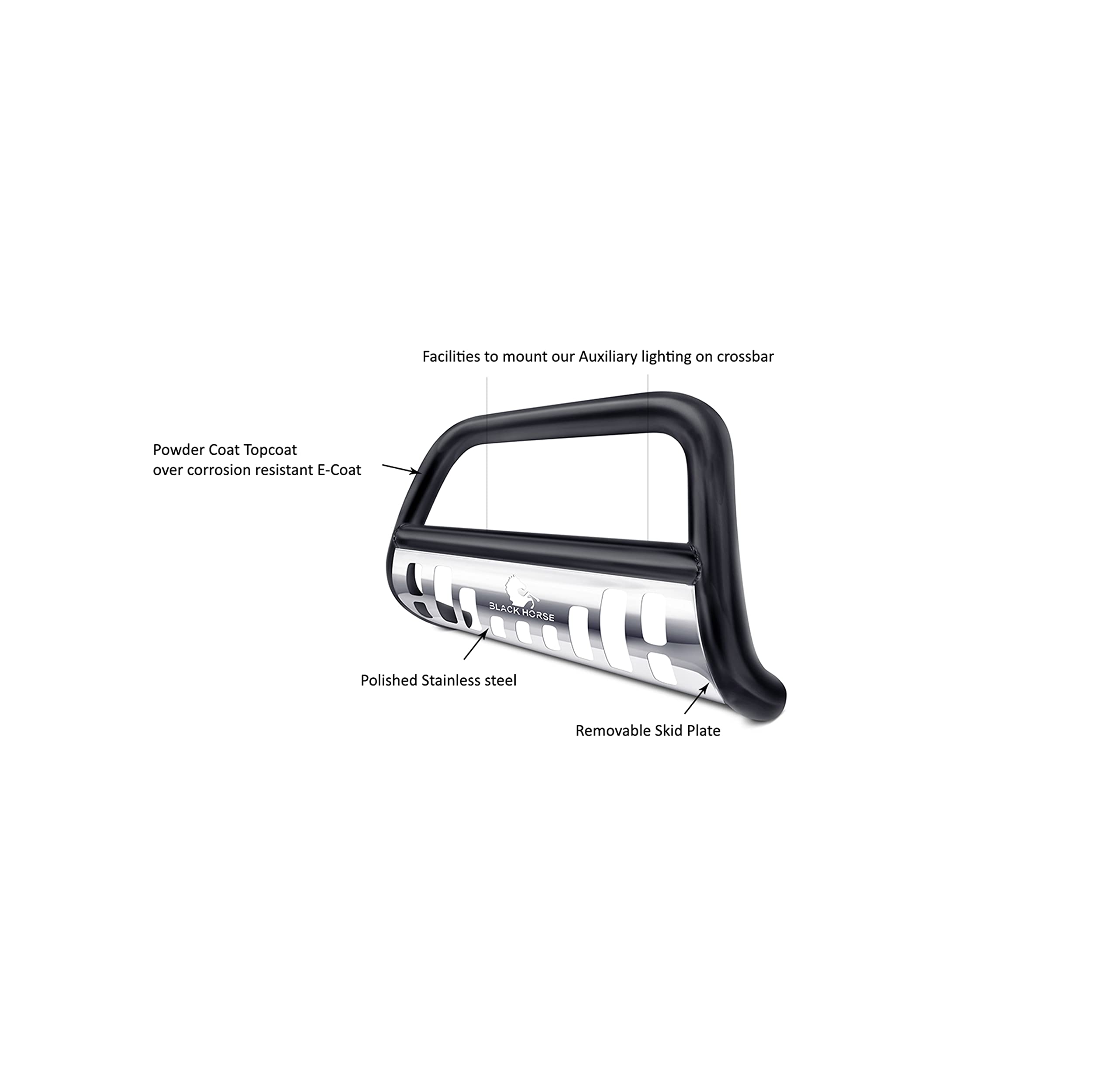 Bull Bar Black Horse Skid Plate Compatible with 2008-2012 Nissan Pathfinder-CBBS-NIC6105SP