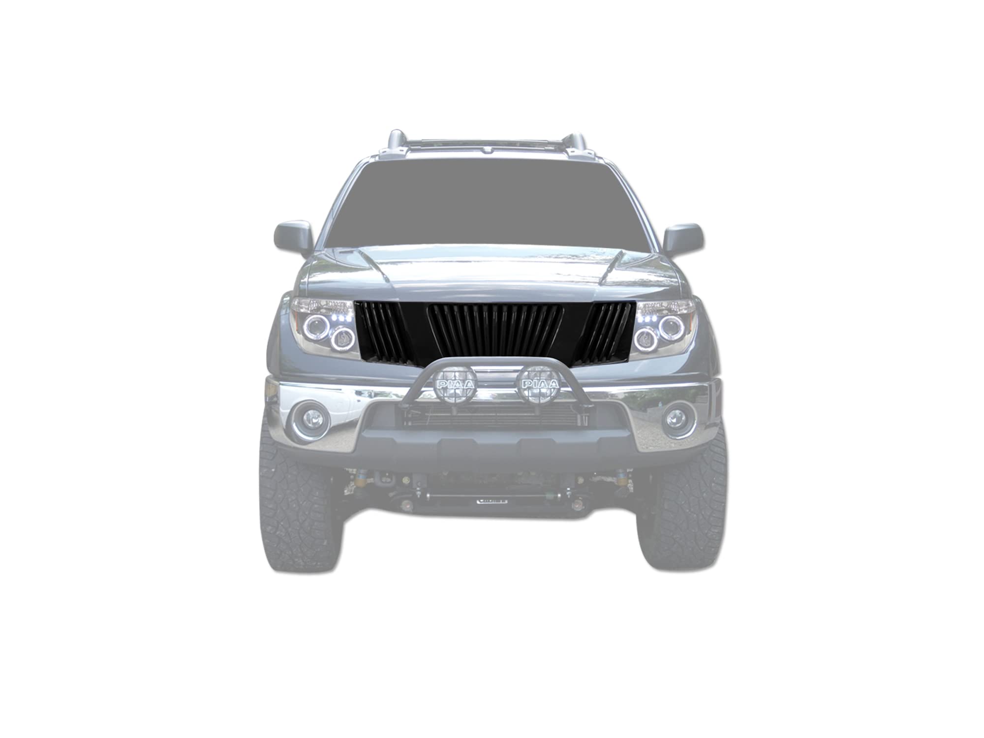 Vertical Front Hood Grille Armordillo USA 7149946 - Gloss Black Fits 2005-2008 Nissan Pathfinder