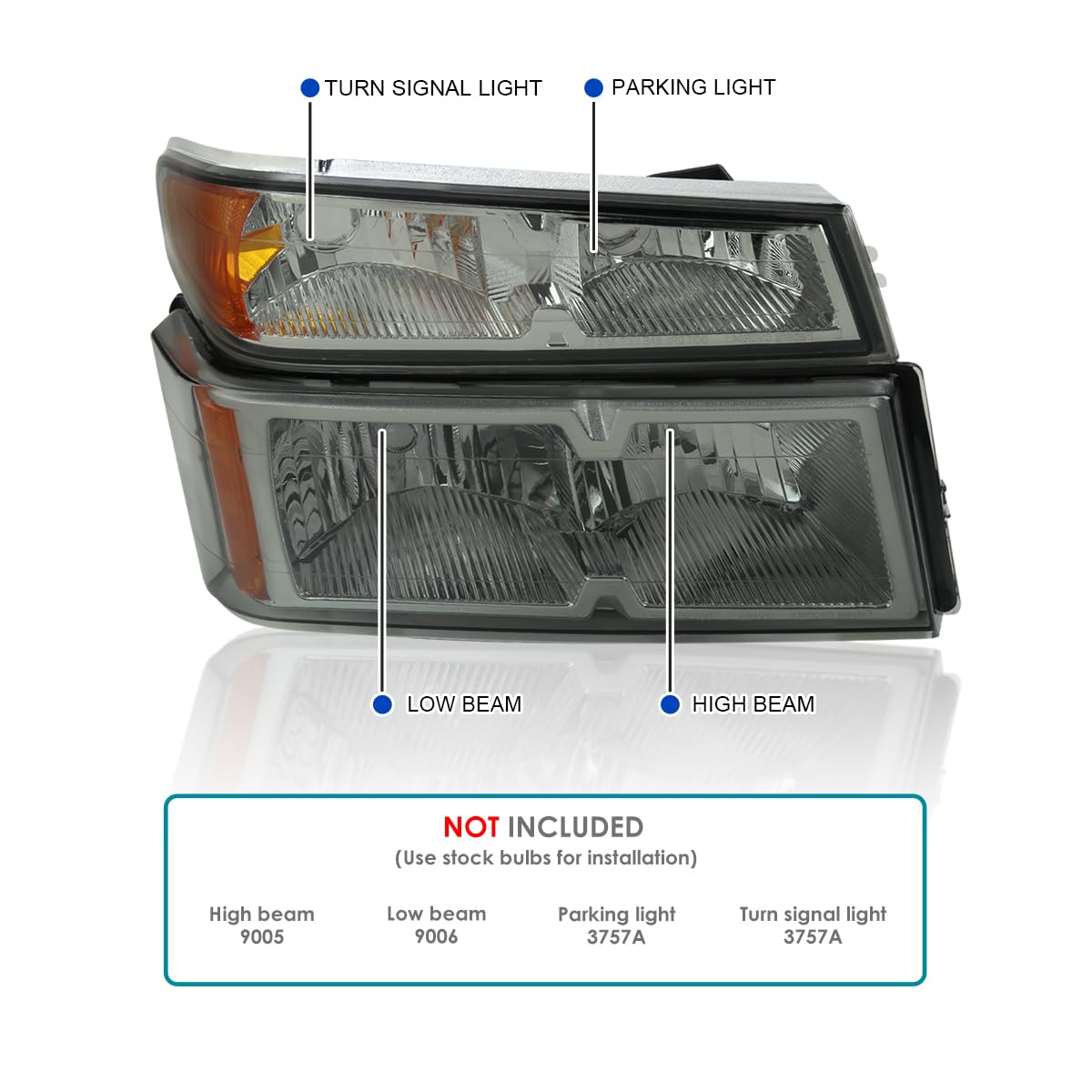 Light Smoke SPEC-D TUNING Headlights + Corner Lights Compatible with 2004-2012 Chevy Colorado