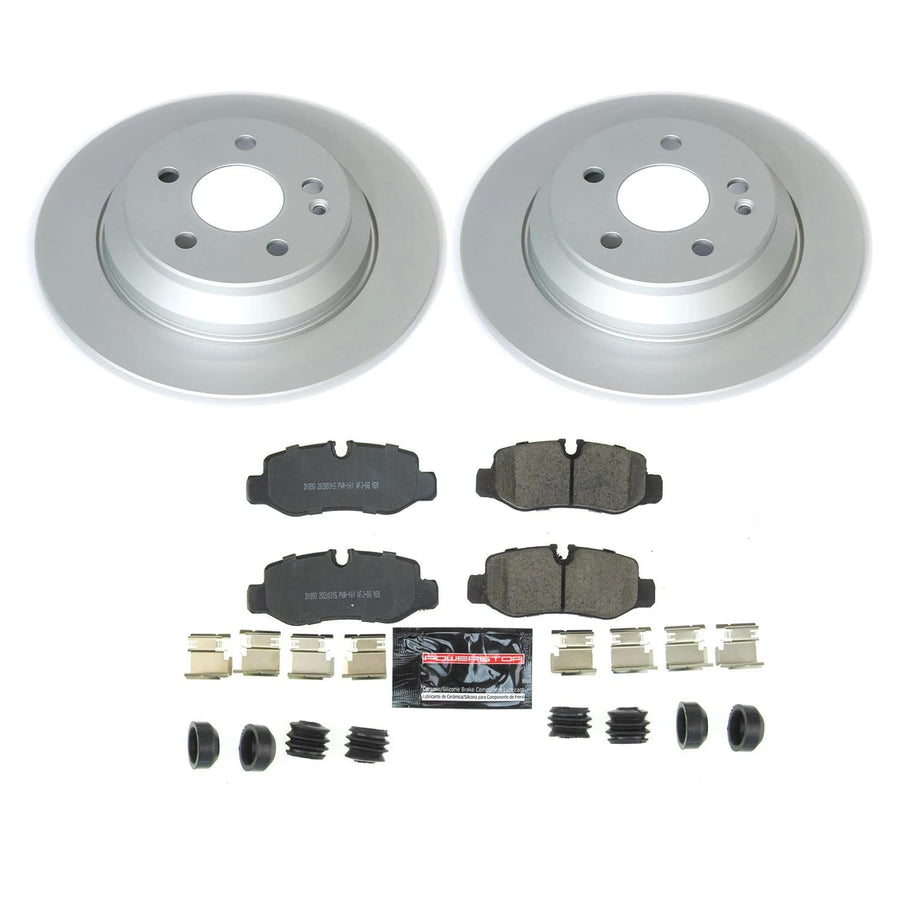Power Stop Z17 Rear Coated Rotor Kit-Coated Brake Rotors, Ceramic Brake Pads For Mercedes-Benz Metris 2016-2023 [Model Specific]