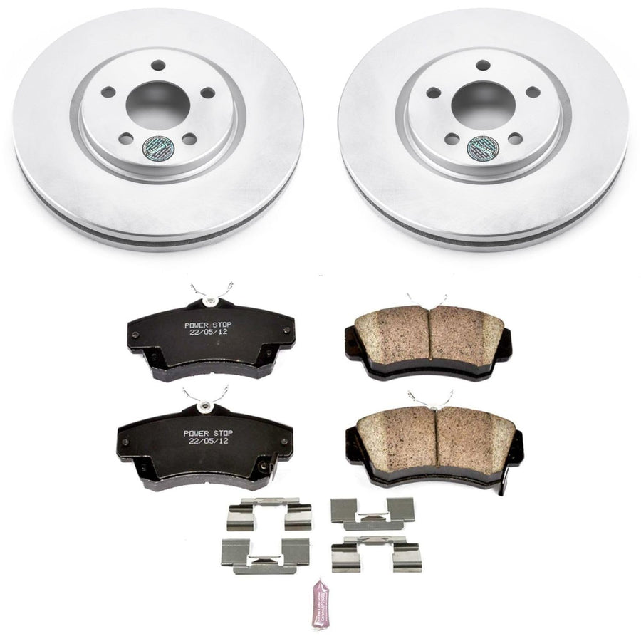 Power Stop CRK1706 Brake Rotors and Z17 Front Coated Brake Pads Kit For Chrysler PT Cruiser 2003-2009, Dodge Neon 2003-2005 [Model Specific]