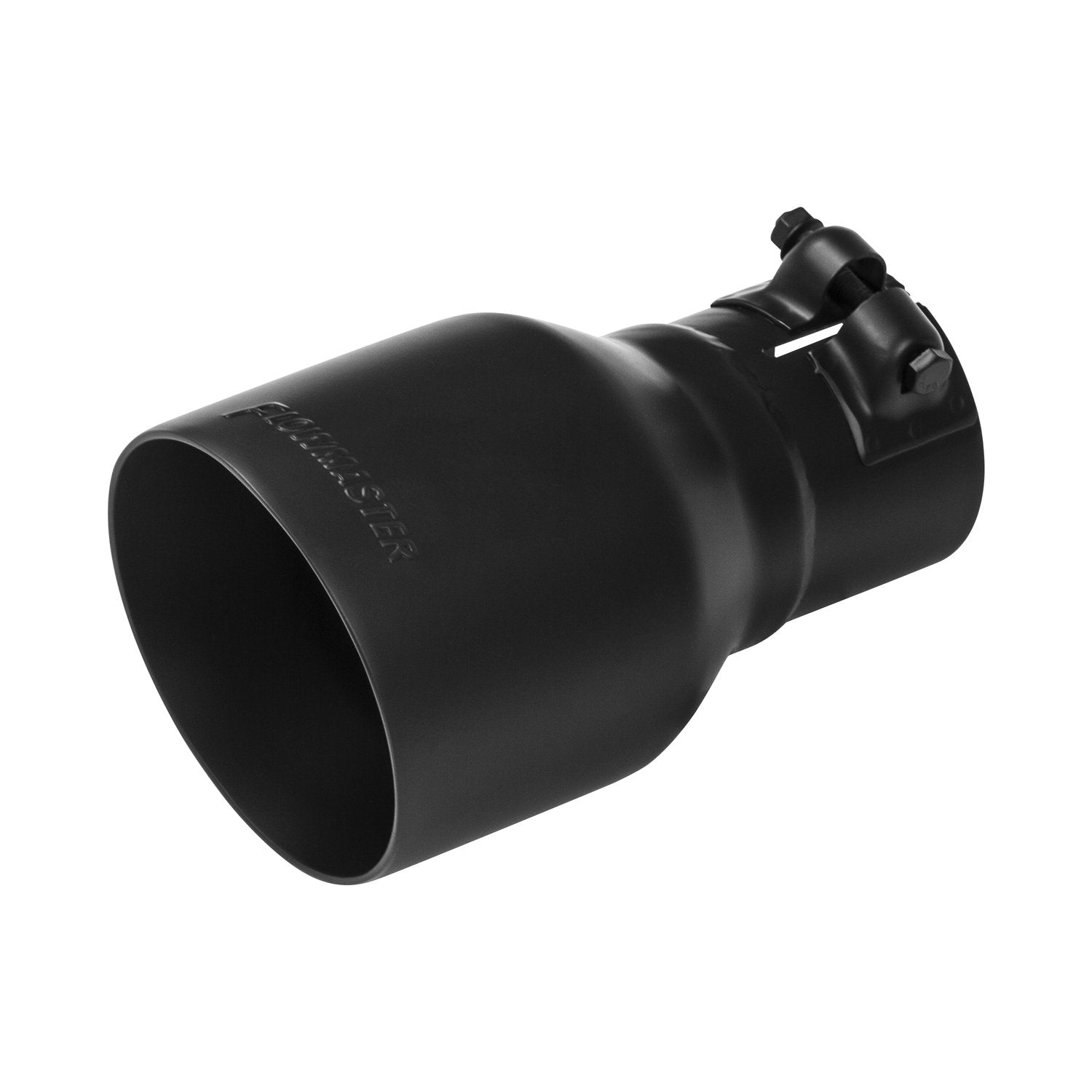 Flowmaster Exhaust Tip 15396B 4 Inch Angle Cut Black Ceramic Coated 304 Stainless Steel Fits 2.5 Inch Tubing 7 Inch Long - Clamp On