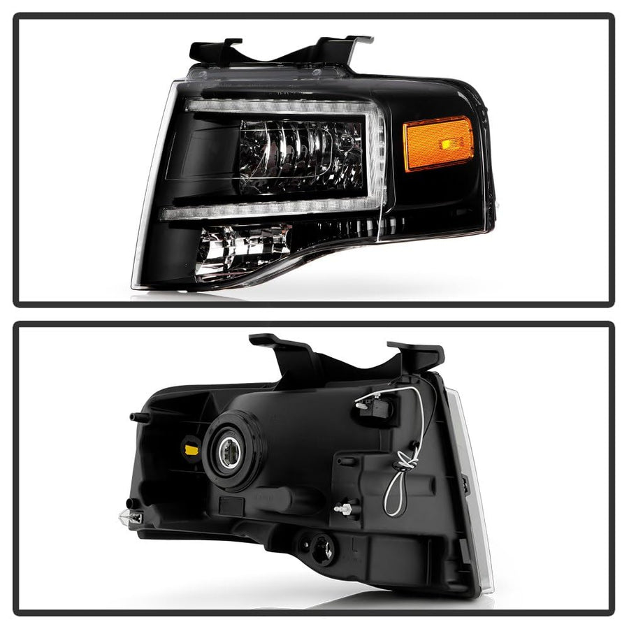 Ford Expedition Spyder (xTune) 2007-2014 Headlights with Light Bar -Black