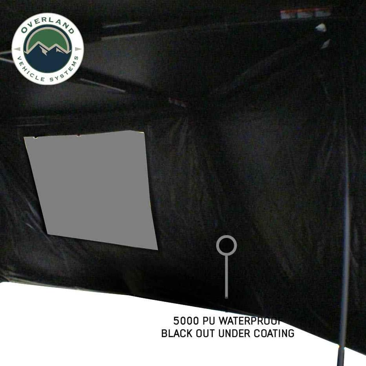 XD Nomadic 180 Awning Wall with Windows - Overland Vehicle Systems 320G Poly Cotton Rip Stop Black Out Matierial - Zipper Attachment Method
