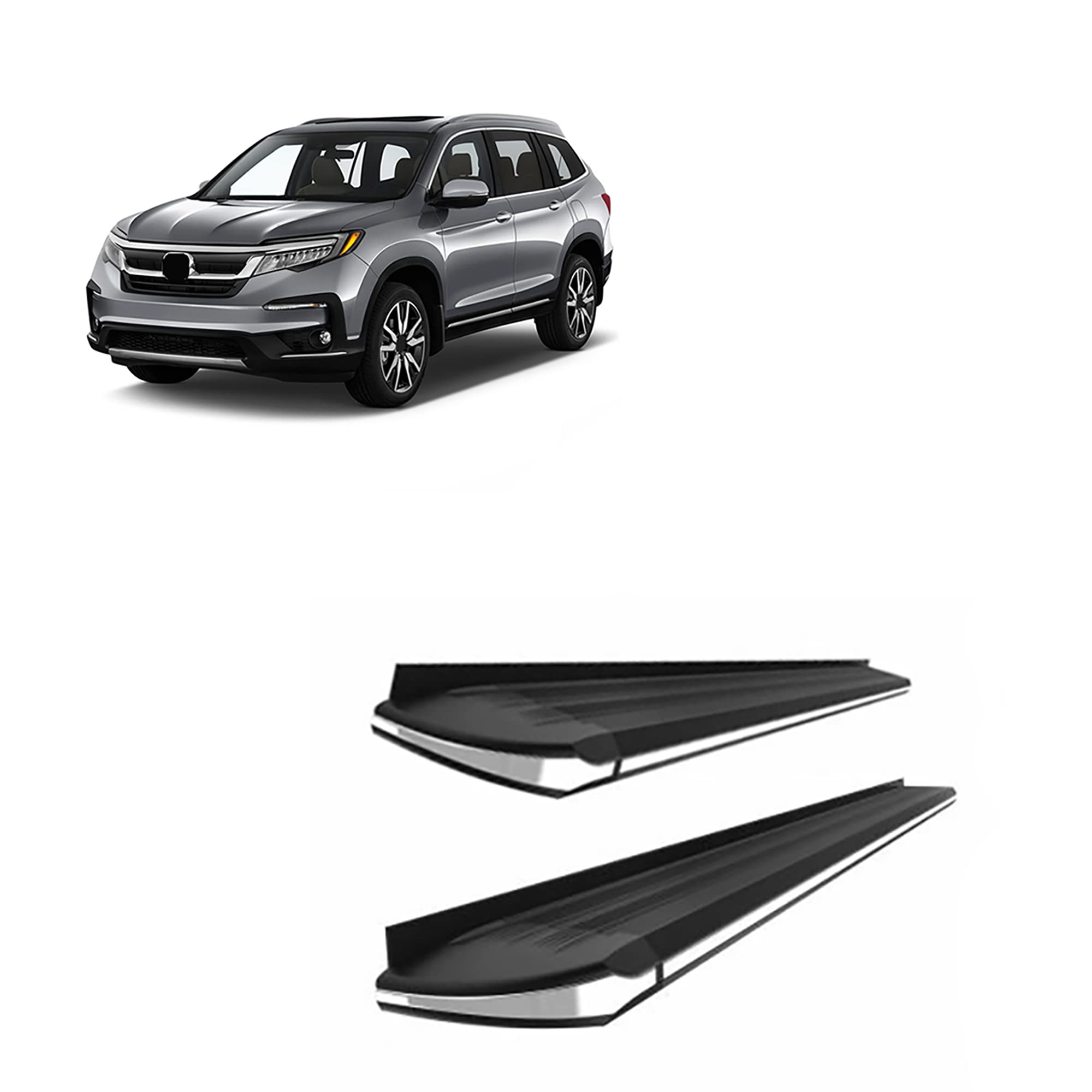 Black Aluminum Black Horse Exceed Running Boards Compatible with 16-25 Pilot / 19-25 Passport / 17-25 Ridgeline
