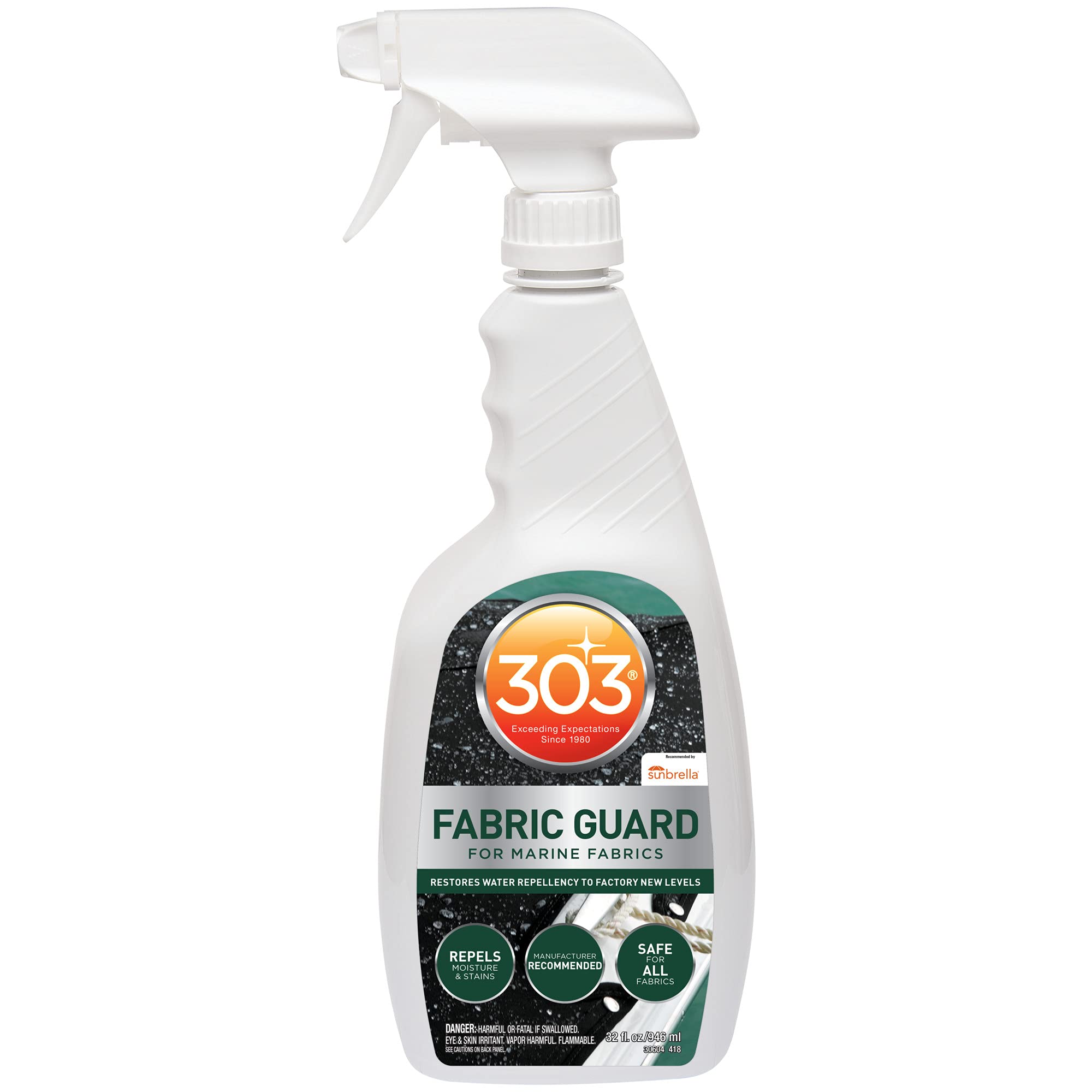 303 Marine Fabric Guard - Restores Repellency Water and Stain To Factory New Levels, Simple and Easy To Use, Manufacturer Recommended, Safe For All Fabrics, 32oz (30604CSR)