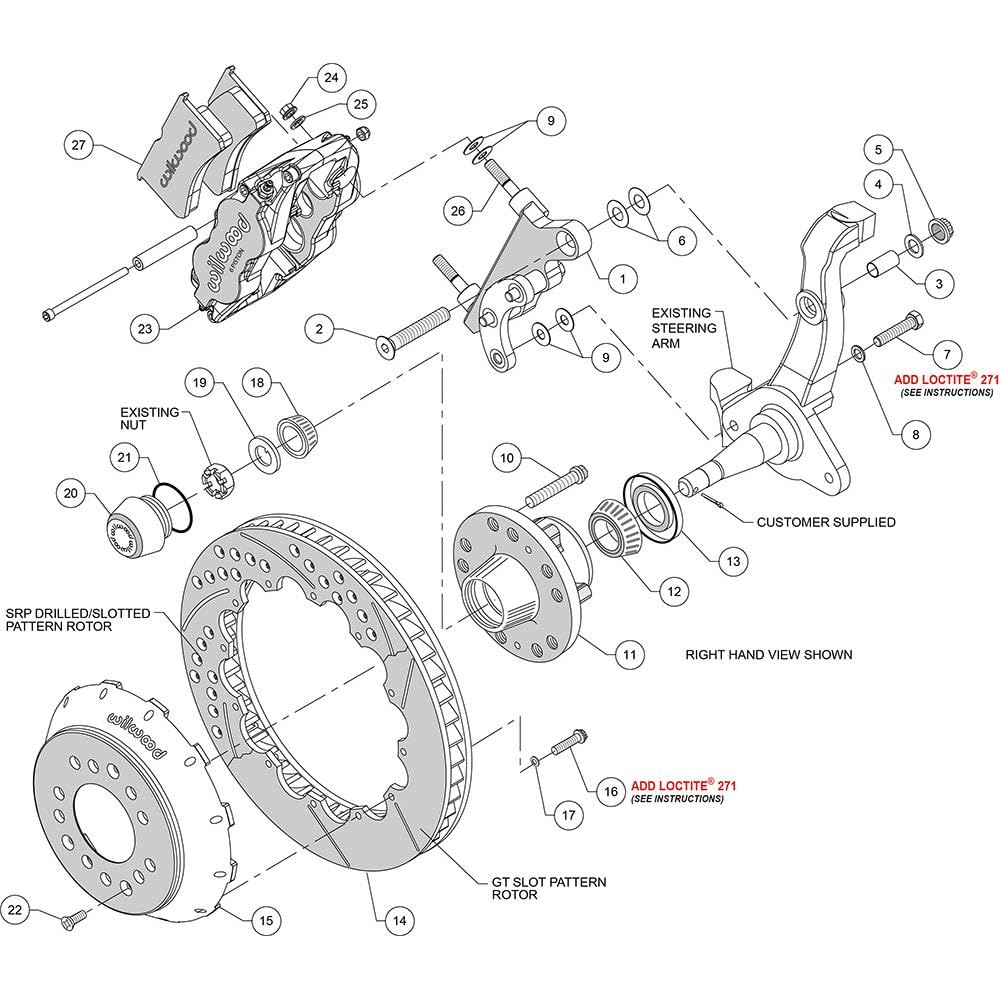 WILWOOD Front Hub Kit 140-13630-DR, 12.88", Drill, Red 60-68 Ford / Mercury Full Size / Galaxie