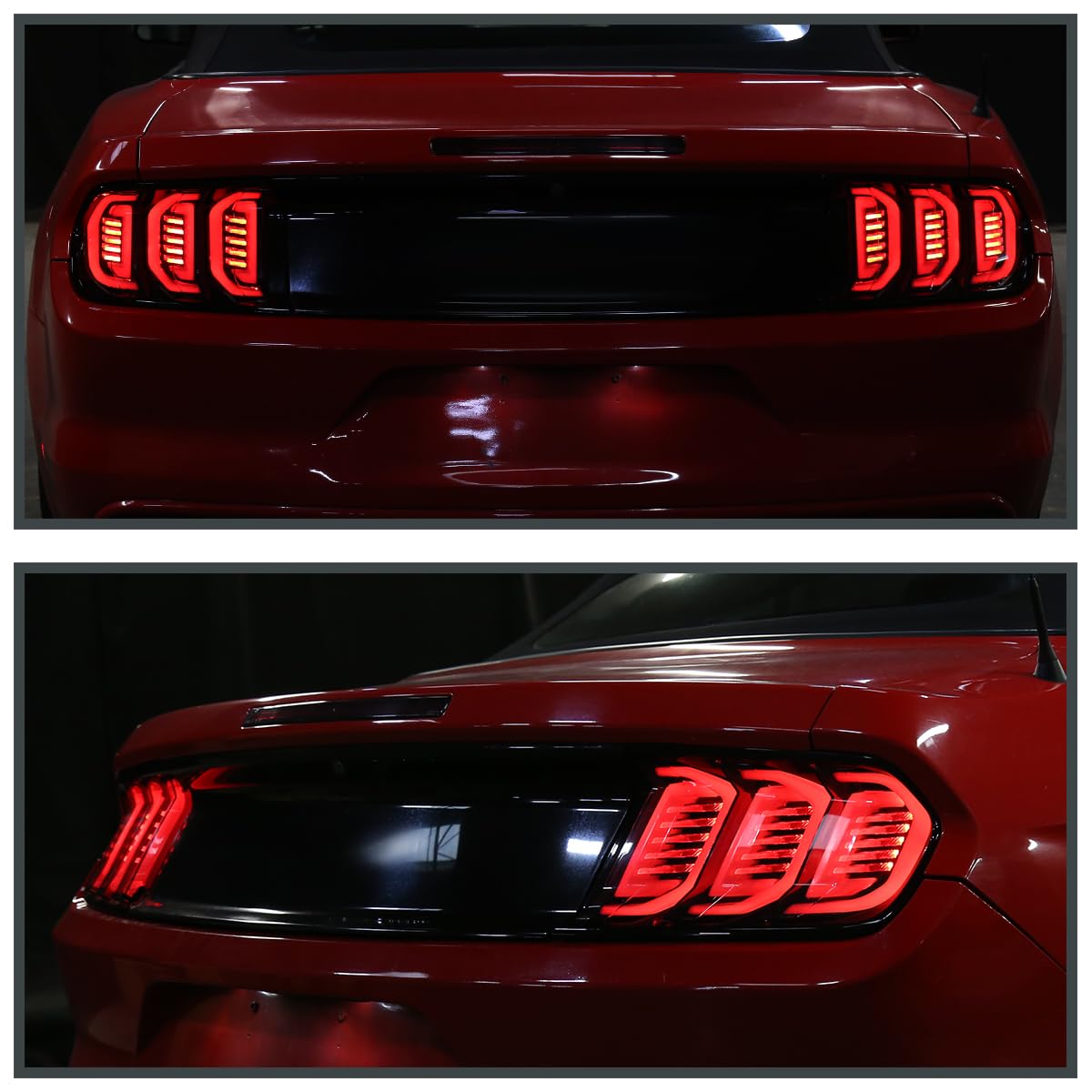 Full LED Jet Black Tail Lights with Sequential Turn Signals SPEC-D TUNING Compatible with 2015-2023 Ford Mustang Coupe/Convertible, Left + Right Pair Assembly