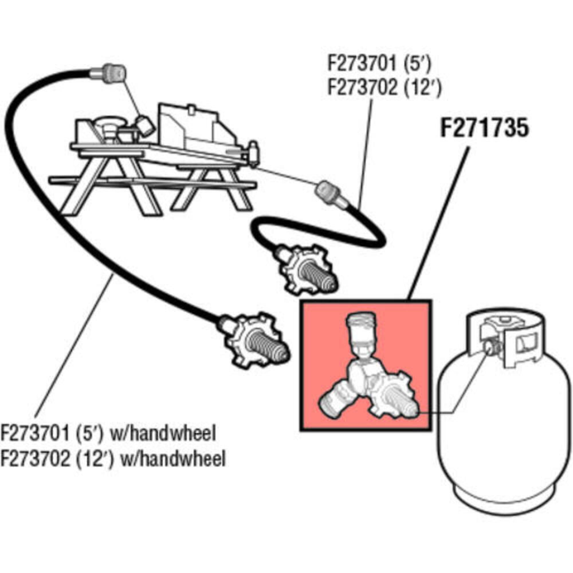 Mr Heater Propane F271735 Y Female Adapter With Handwheel