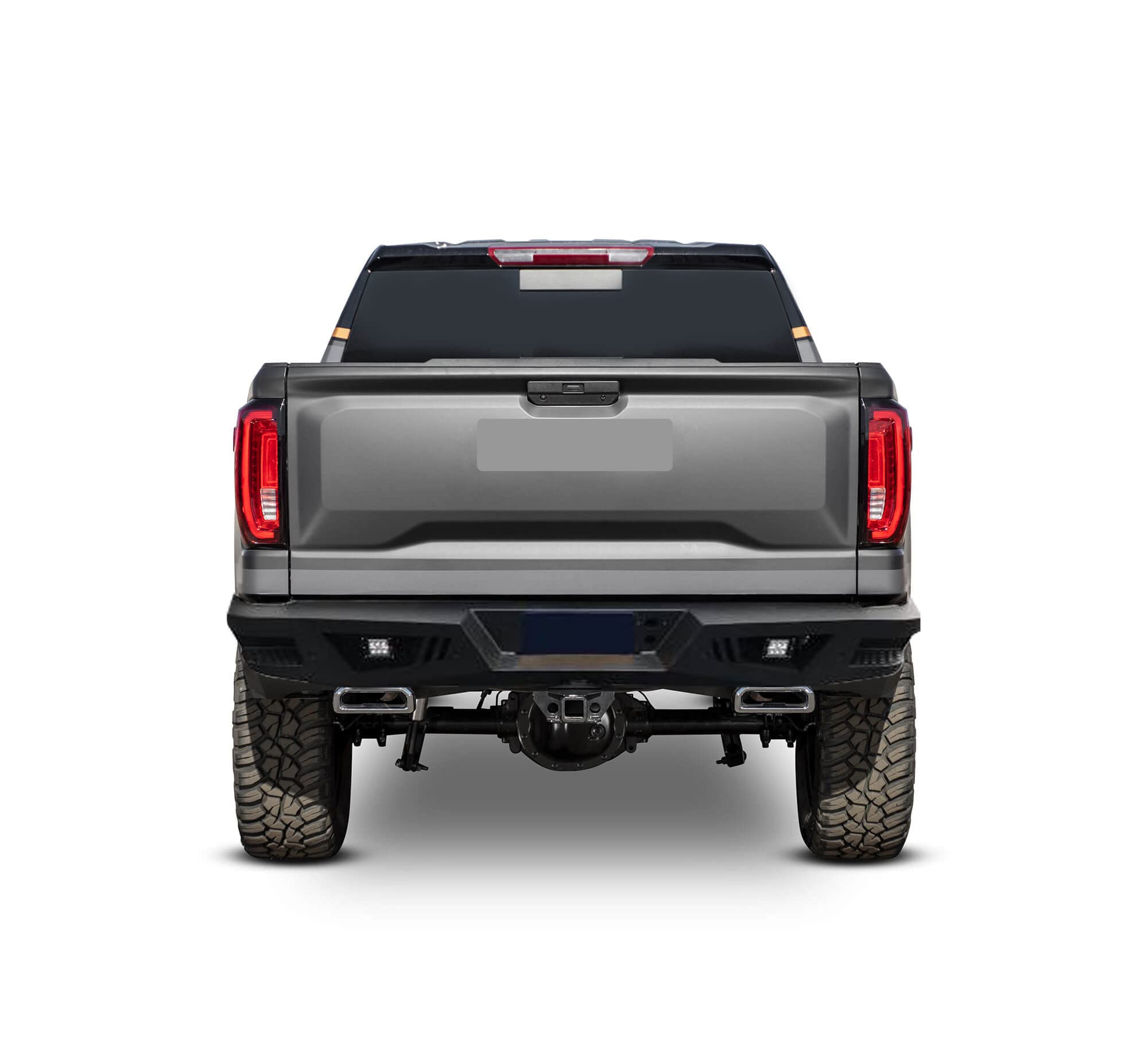 Heavy Duty Black Horse Armour Rear Bumper w/Set of 4in Cube Lights Black Compatible with 19-22 GMC Sierra 1500 LTD|07-18 GMC Sierra 1500|19-21 Silverado 1500 LD|07-18 Silverado 1500-ARB-SI16-KIT