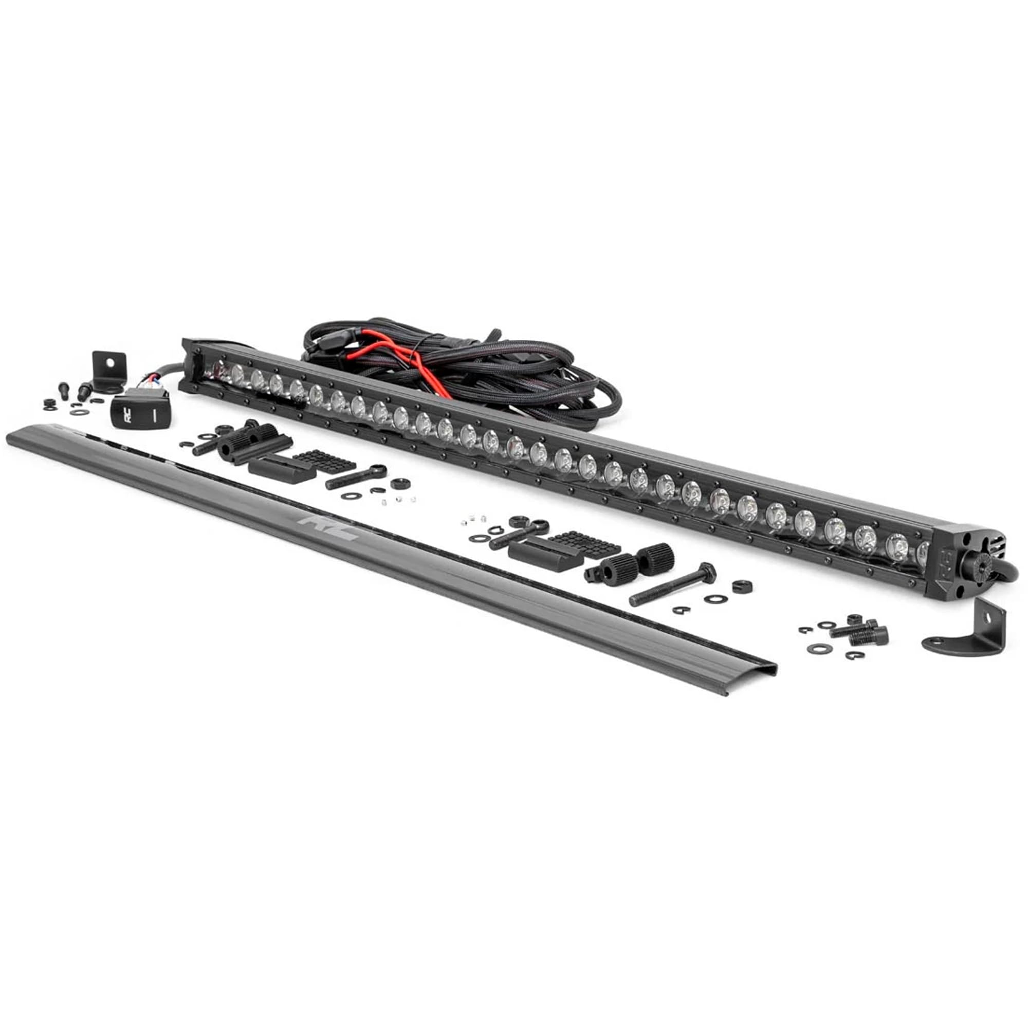 30-Inch Rough Country LED Light Bar with White DRL - 12,000 Lumens, 150W Cree LEDs, Spot Focus Beam for Trucks, Jeeps, UTVs & Off-Road Vehicles