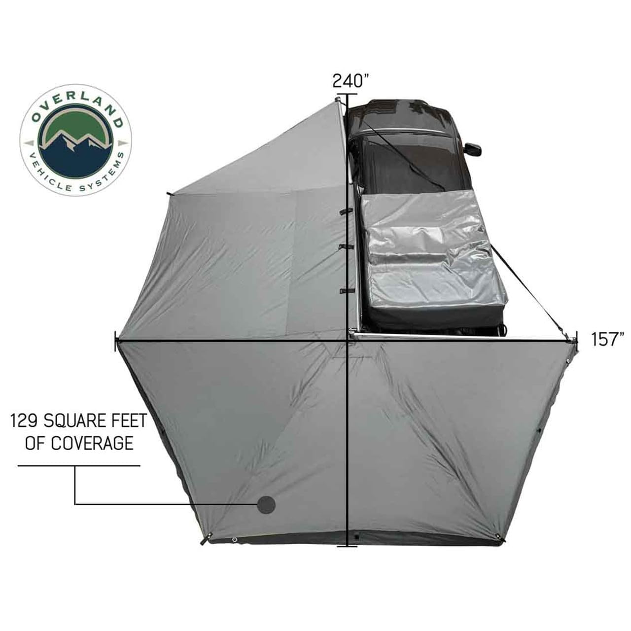 270° OVS HD Nomadic Awning Drive Size— 129 sq ft, Pole-Free, Waterproof Ripstop, Dark Grey Color, 4-Year Warranty - 19519907
