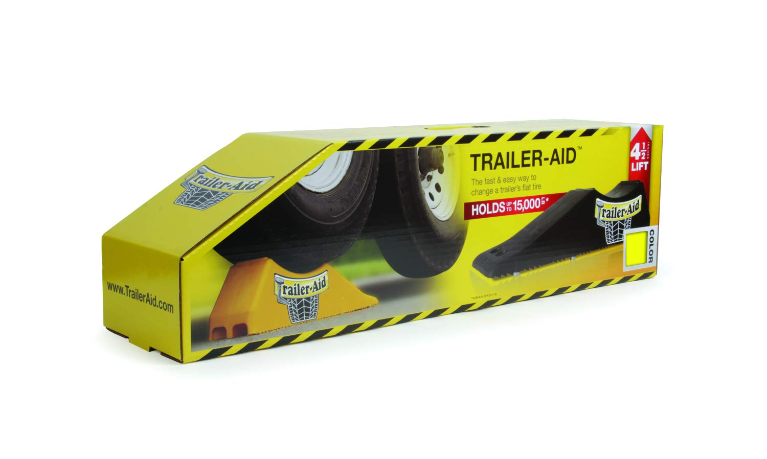 Camco Trailer Aid Tandem Tire Changing Ramp with 4.5-Inch Lift, Yellow (21000)