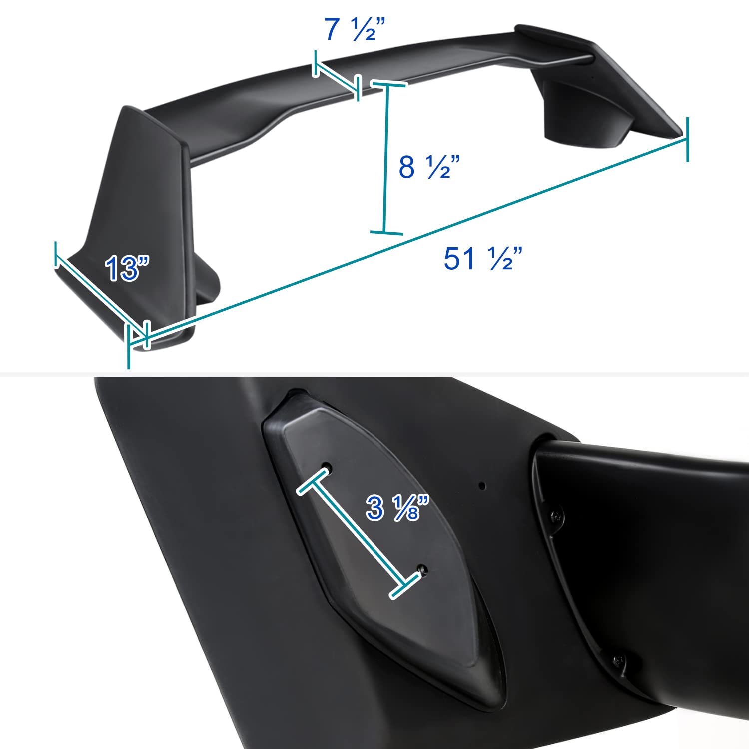 T-R Style Spec-D Tuning Matte Black ABS Rear Trunk Spoiler Compatible with 2016-2021 Honda Civic Sedan Models