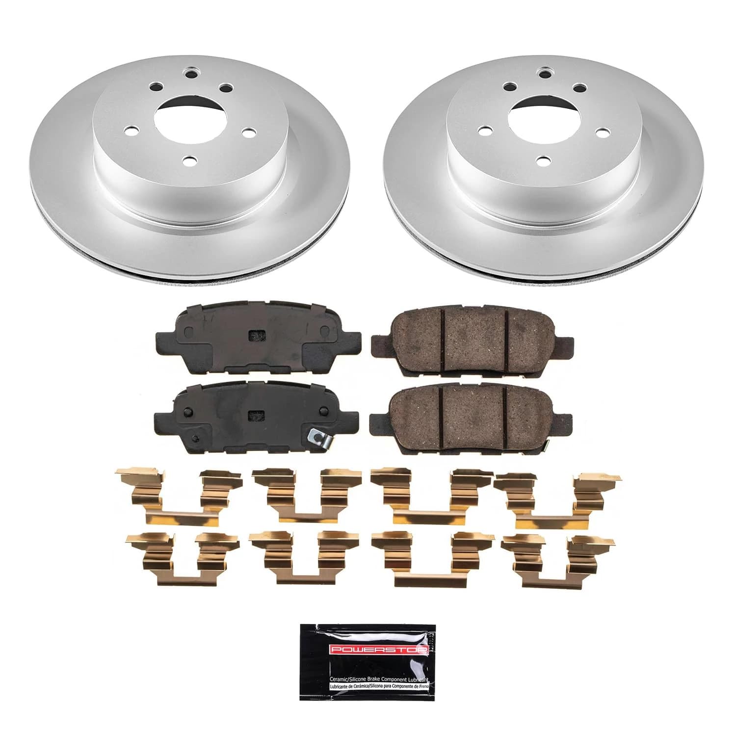 Brake Kit POWERSTOP Front Brake Pads and Geomet Coated Brake Rotors For Cadillac CT4 2020-2022 [Vehicle Specific]