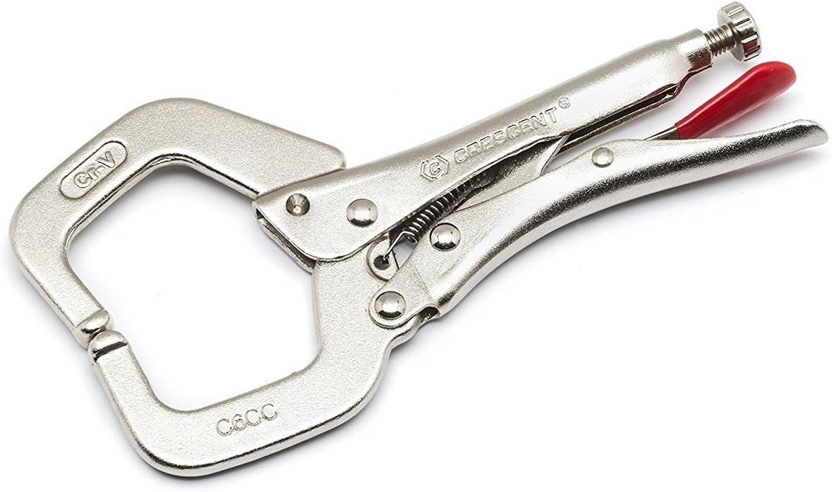 Crescent C-Clamp Locking - Heavy-Duty, Adjustable Metal Clamp with Compound Action & Hex Key Receiver - C11CCVN - 11", Red
