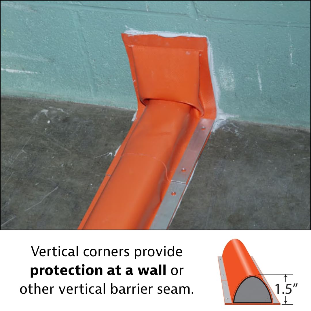 Justrite Fuel Spill Containment Curbs Make-A-Berm™ 1.5" High Heavy Duty Vertical Corner Set (2 Pieces), Custom Chemical Spill Containment Berm System, Orange PVC Coated Fabric Made in The USA, 28497
