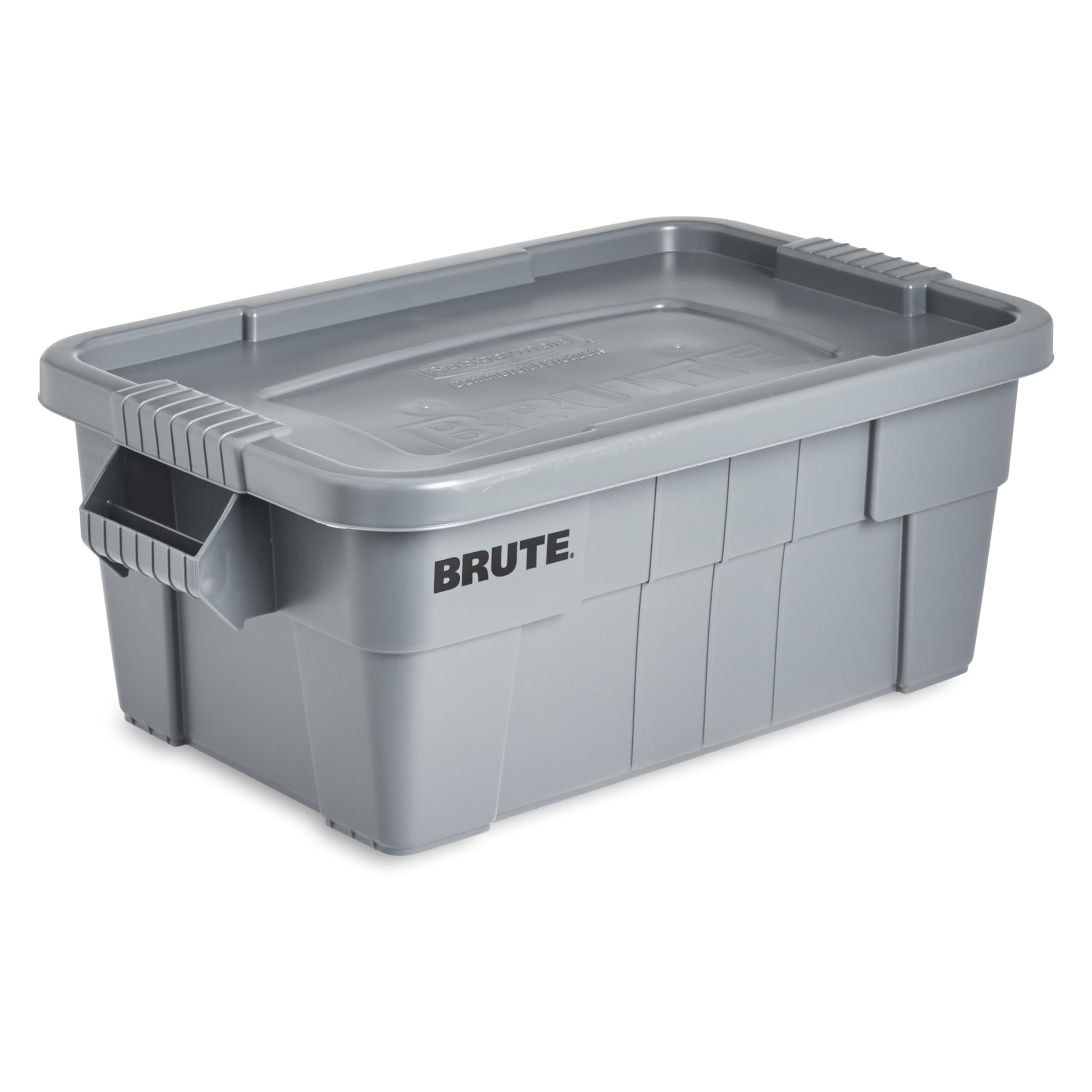 BRUTE Rubbermaid Commercial Products Tote Storage Container with Lid, 14-Gallon-included, Rugged/Reusable Boxes for Moving/Storing in Garage/Basement/Attic/Jobsite/Truck/Camping, Gray