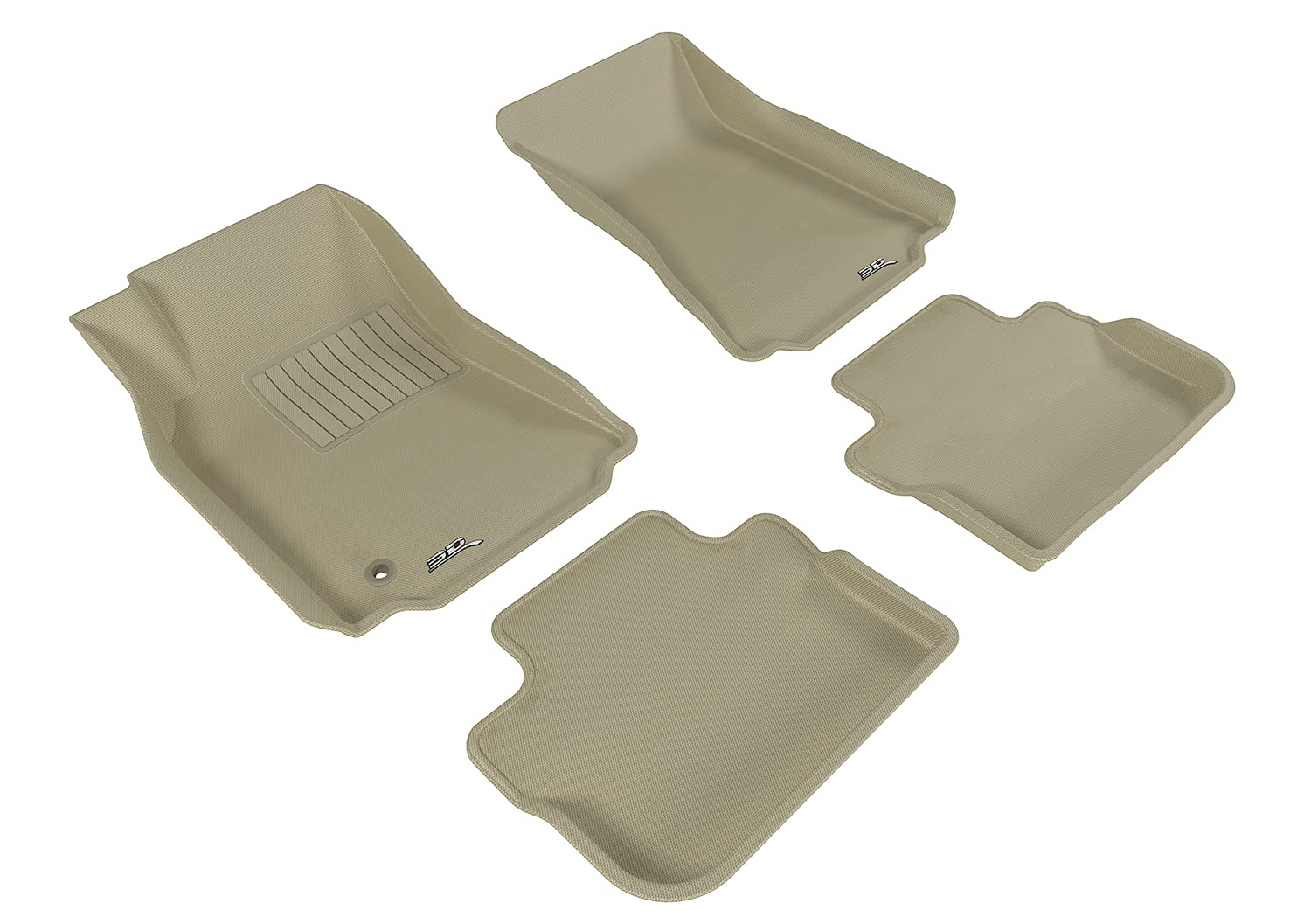3D MAXpider All-Weather Floor Mats for Cadillac CTS Sedan/Wagon 2009-2013 Custom Fit Car Floor Liners, Kagu Series (1st & 2nd Row, Tan)