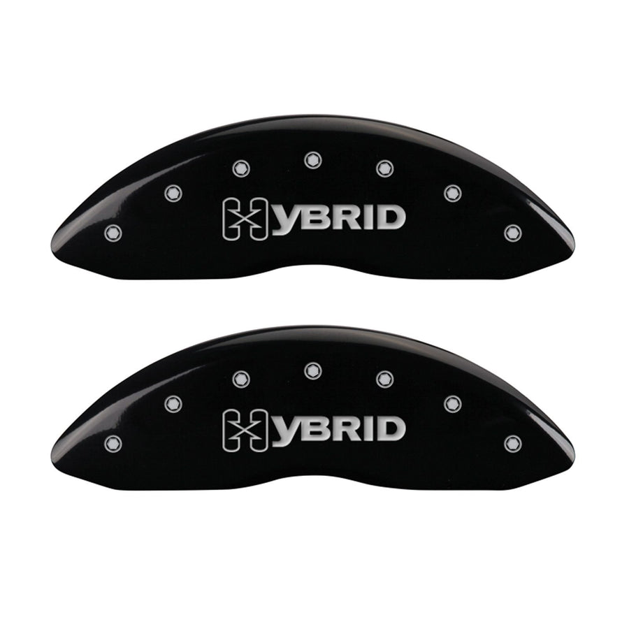 Caliper Covers MGP (14002SHYBBK) 'GM Style/Hybrid' Engraved Front and Rear Caliper Cover with Black Powder Coat Finish and Silver Characters, (Set of 4)