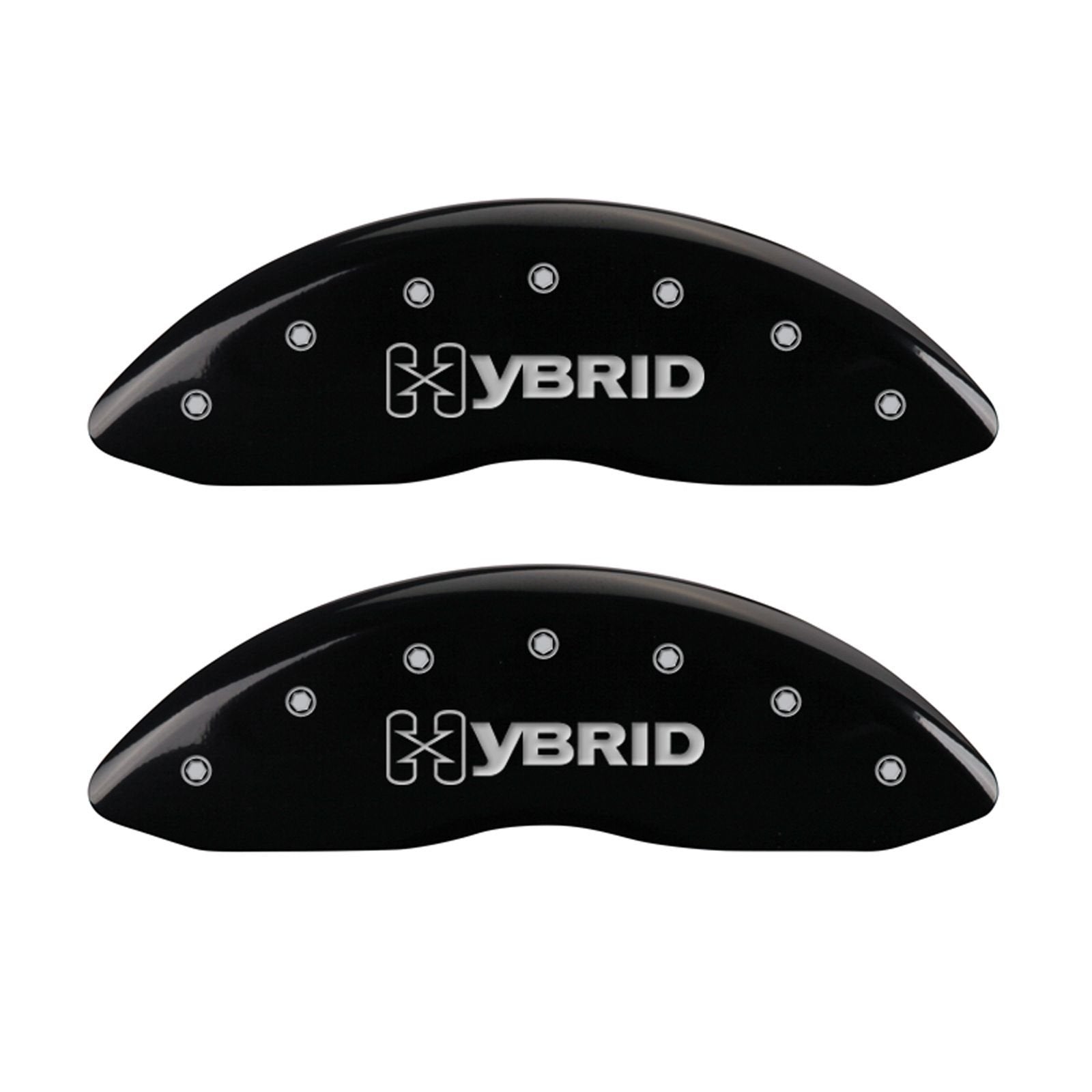 GM Hybrid Logo Type MGP Caliper Covers 34006SHYBBK with Black Powder Coat Finish and Silver Characters, (Set of 4)