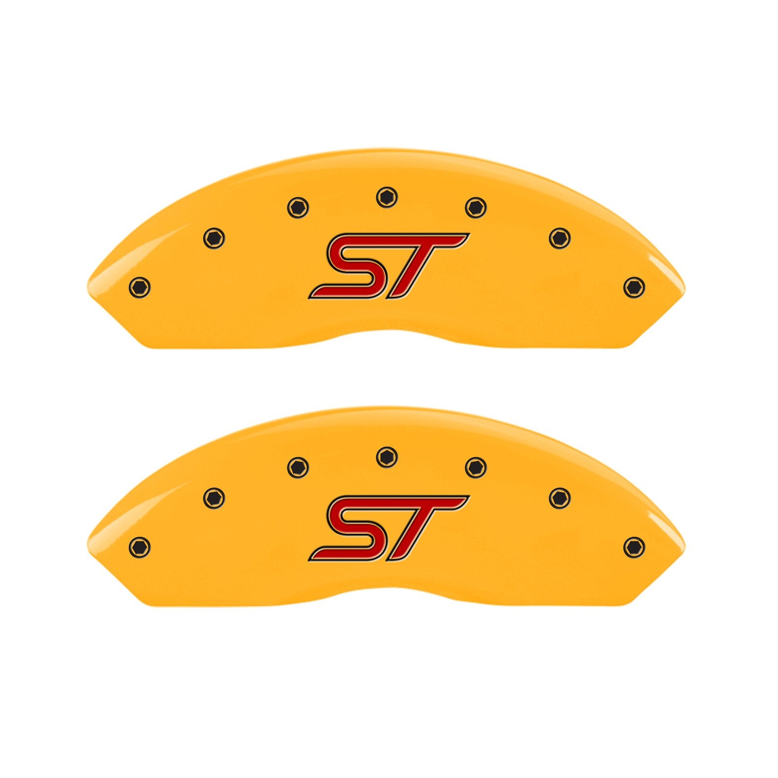Caliper Covers MGP 10231SSTOYL Yellow Caliper Cover (Set of 4, Engraved Front and Rear: ST, Yellow powder coat finish, black characters)